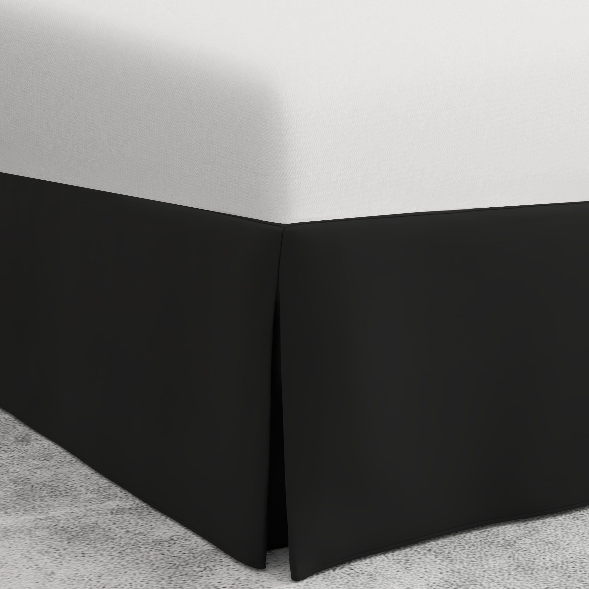 Black Polyester Queen Split Corner Bed Skirt