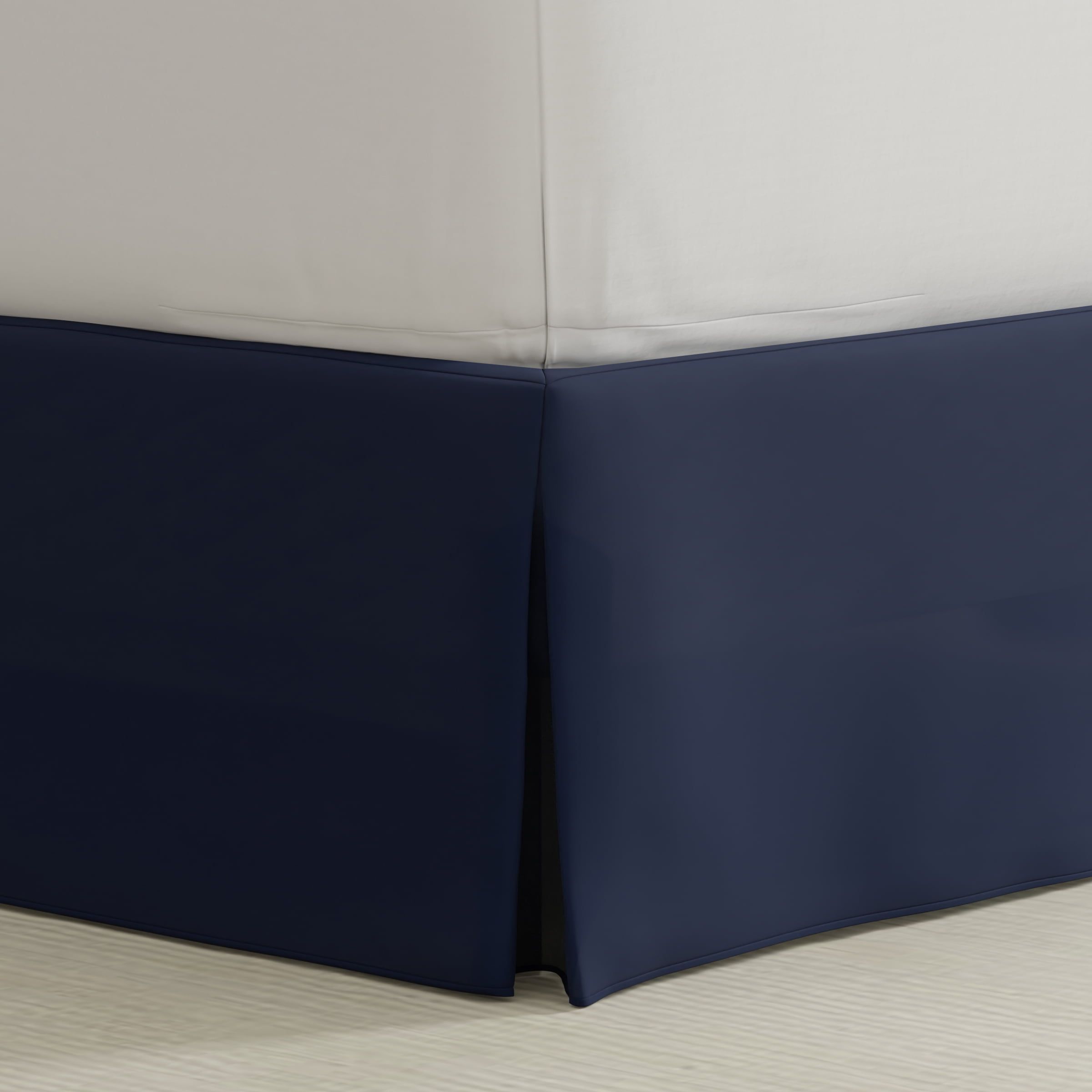 Navy Blue Polyester King Wrap-Around Bed Skirt