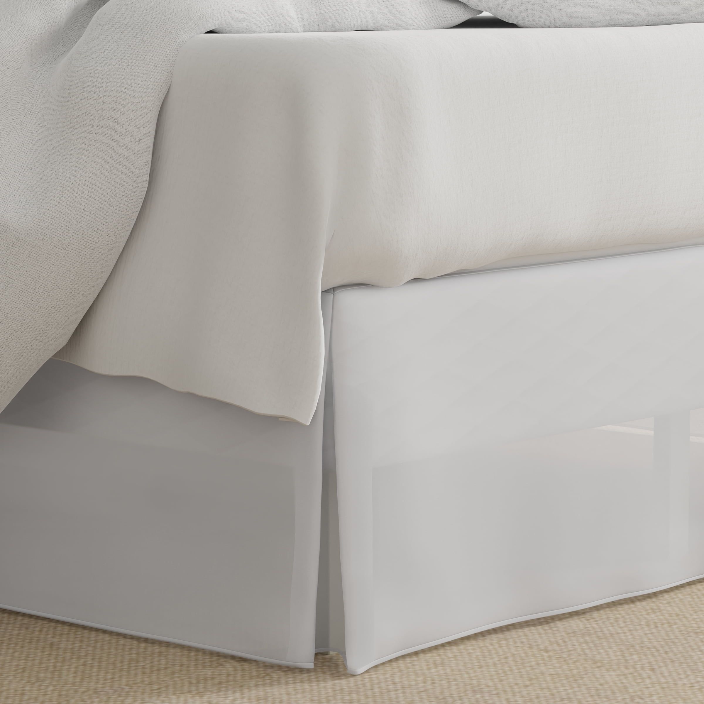 White Polyester Queen Wrap-Around Bed Skirt with 14-Inch Drop