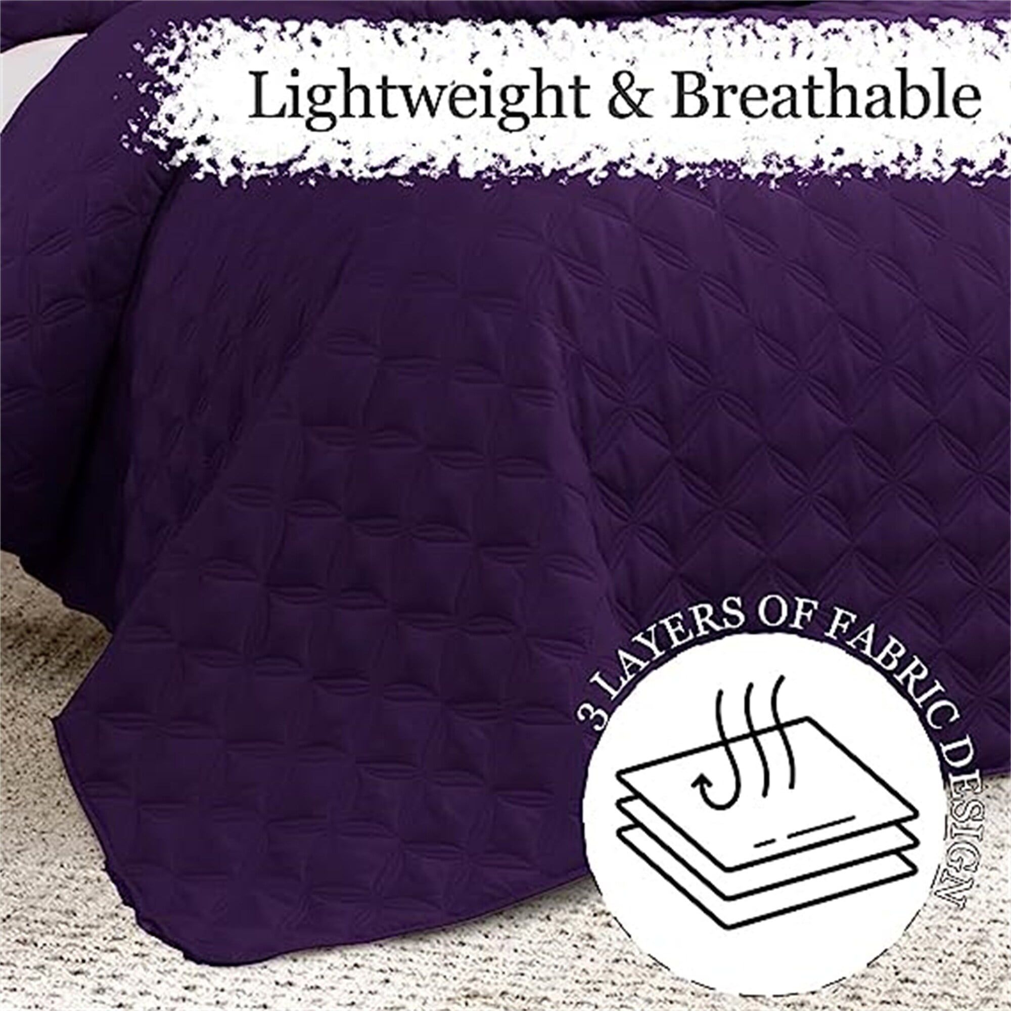 Purple Twin Reversible Microfiber Quilt Set
