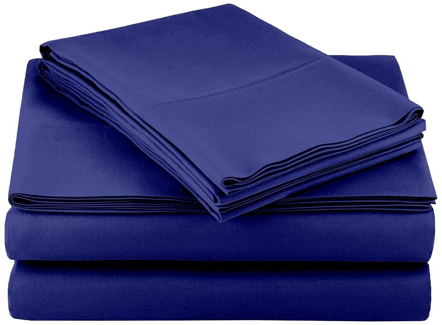 Royal Blue Twin Egyptian Cotton Deep Pocket Bed Sheet Set