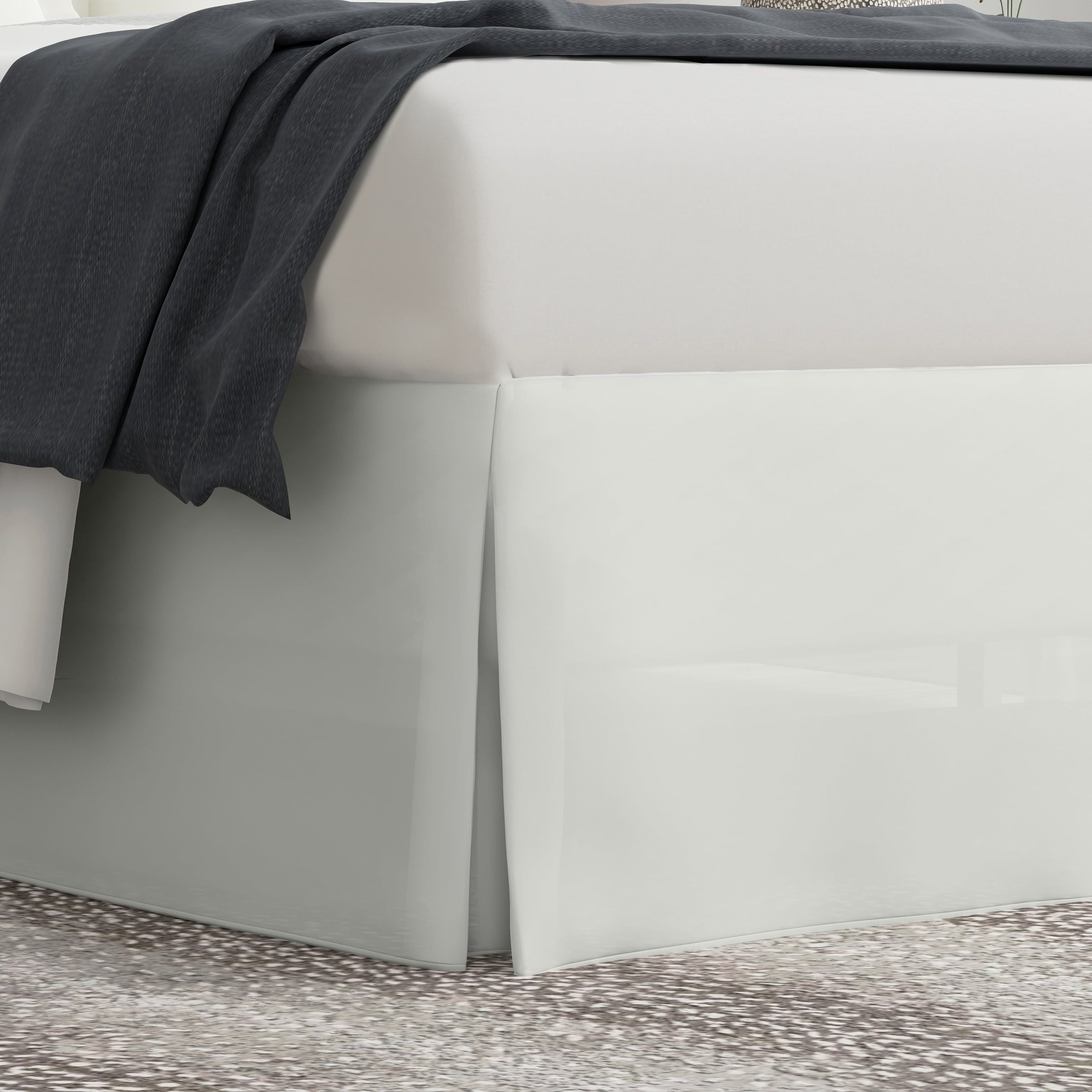 Cream King Polyester Wrap-Around Bed Skirt with 14" Drop