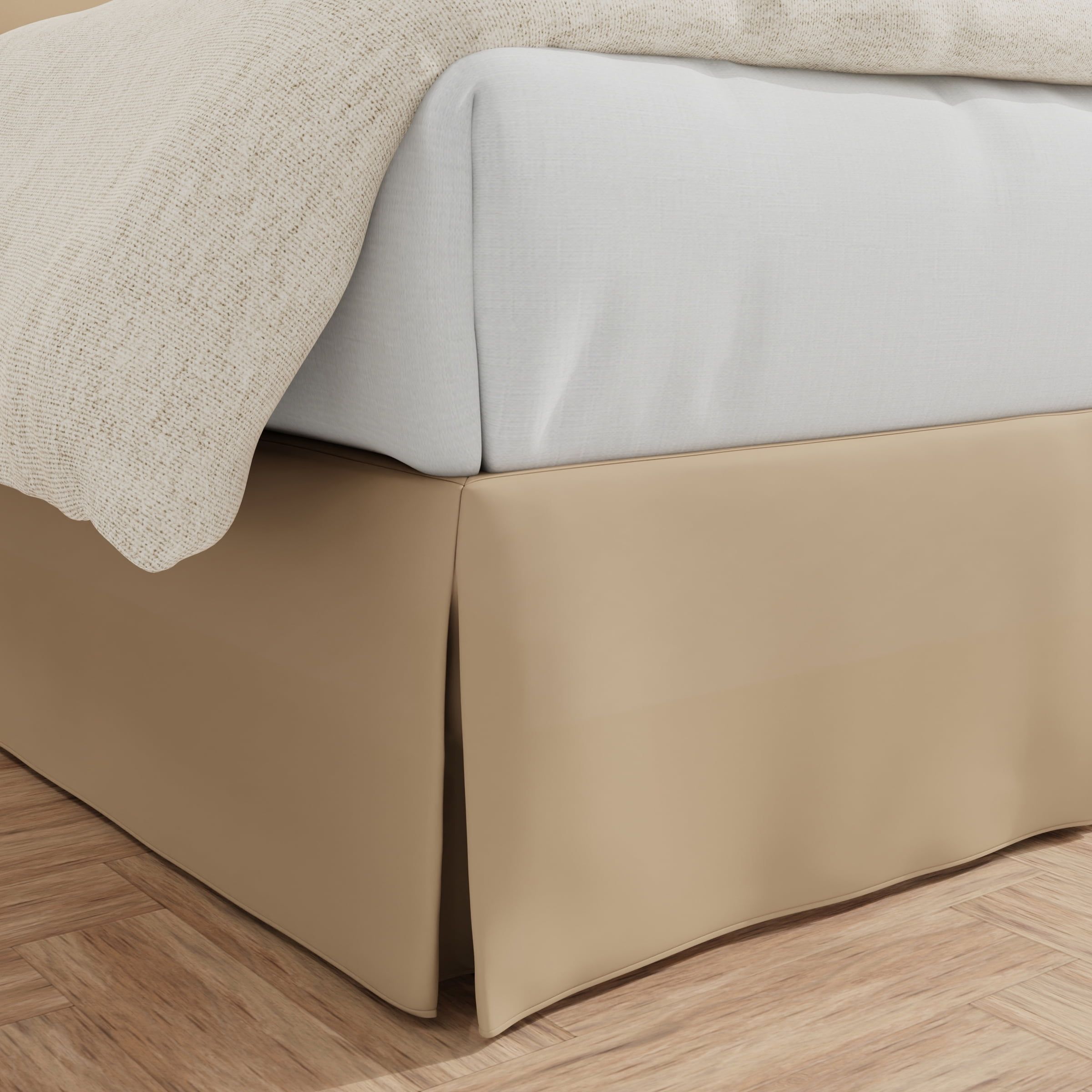 King Size Brown Polyester Bed Skirt with Split Corners