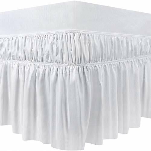 Full White Polyester Elastic Bed Ruffle Skirt with 16 Inch Drop