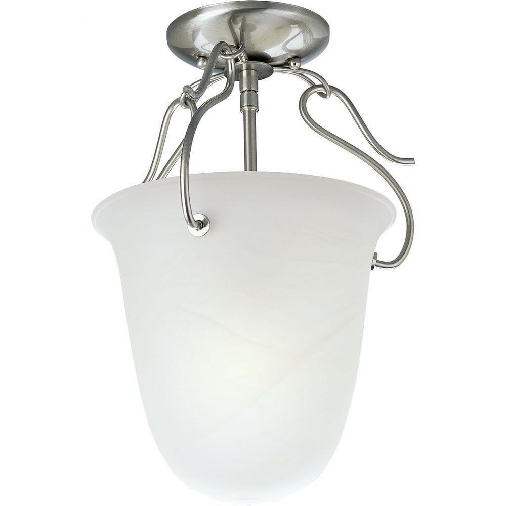 Bedford Alabaster Glass 15.63" Brushed Nickel Foyer Pendant Light