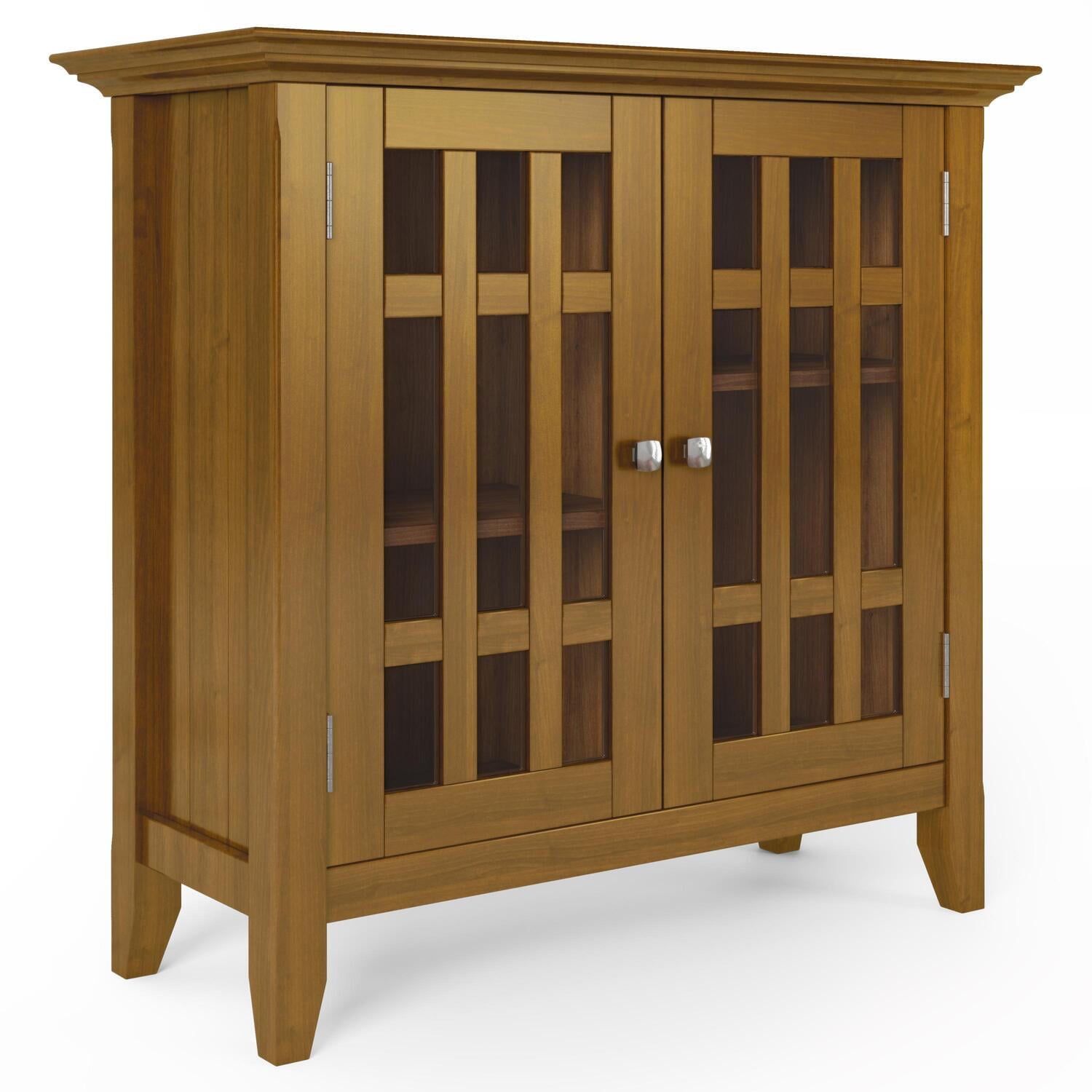 Bedford Light Golden Brown Pine Media Cabinet with Glass Doors