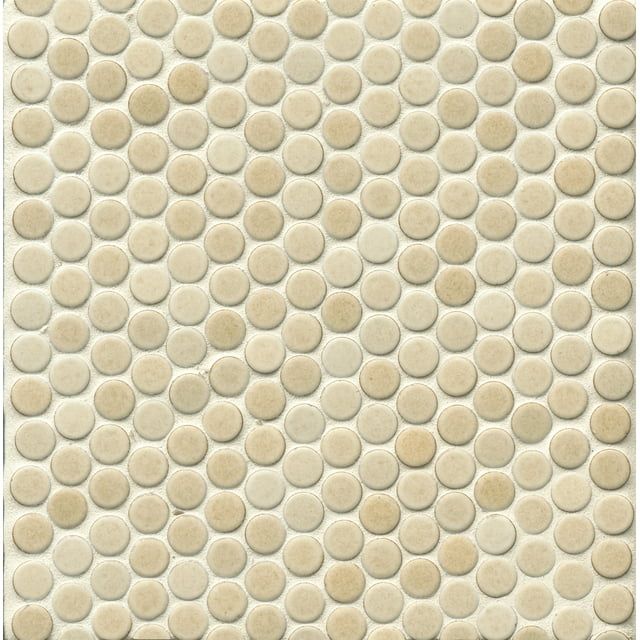 Beige Matte Penny Round Porcelain Mosaic Tile for Shower