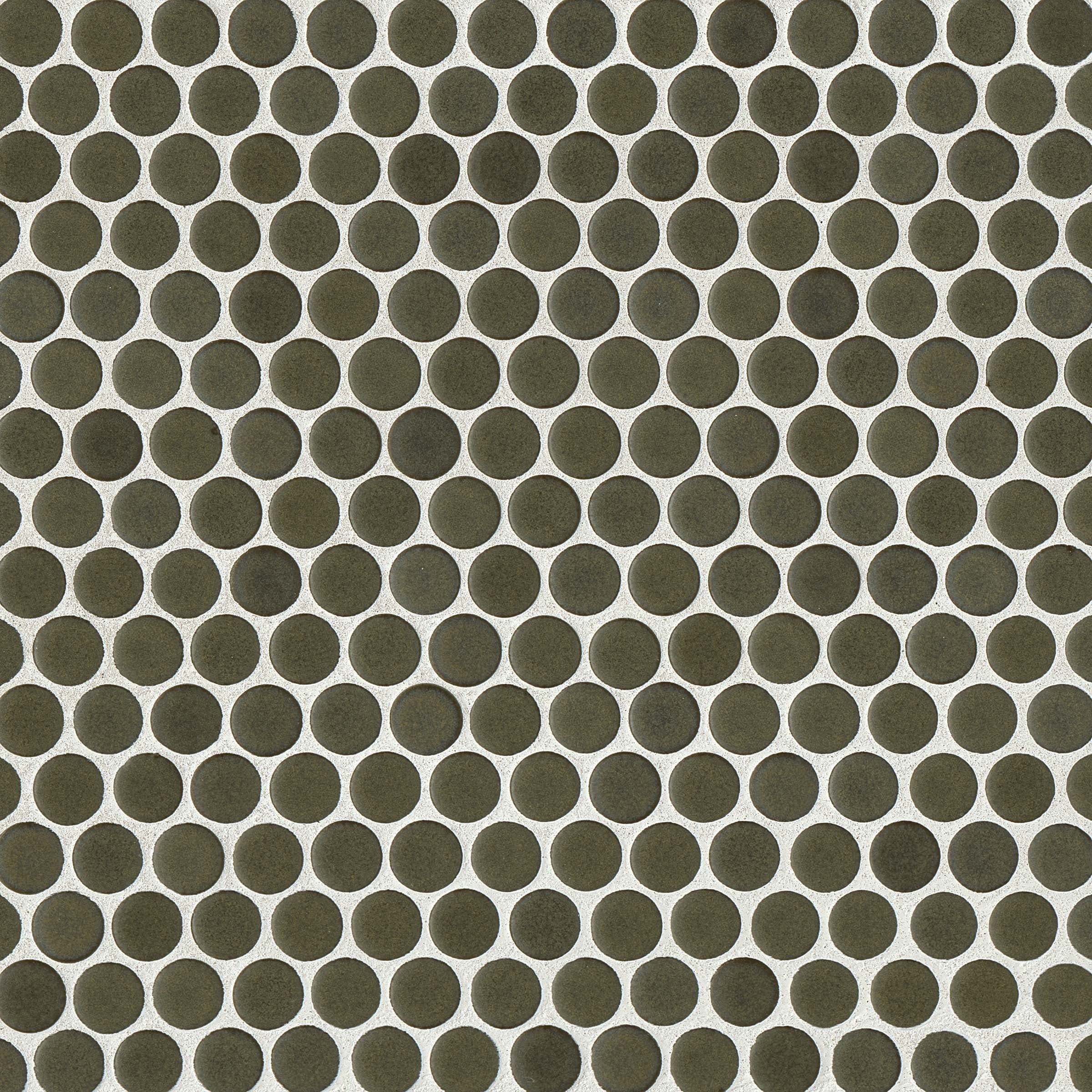 Shale Matte Penny Round Porcelain Mosaic Tile 12" x 12"