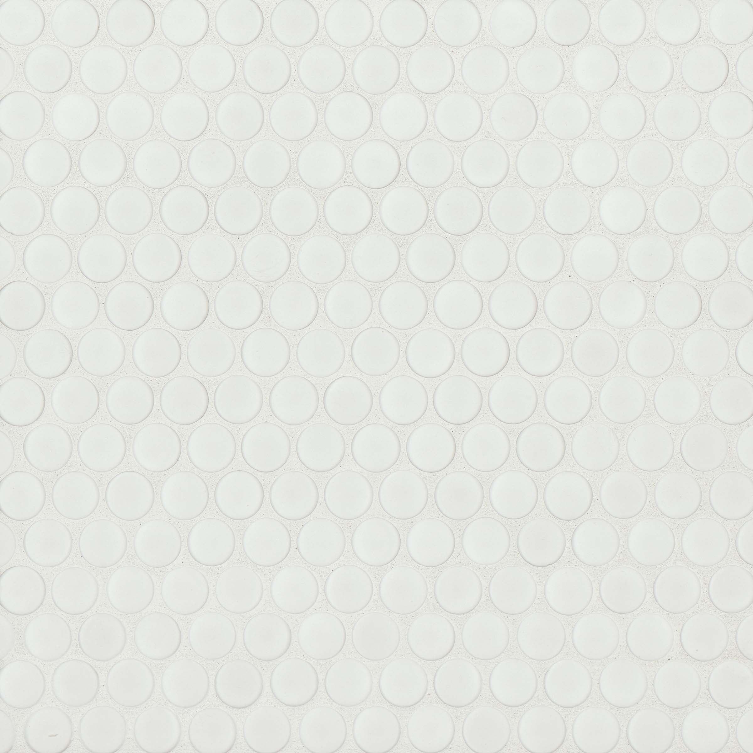 Matte White Penny Round Porcelain Mosaic Tile 12" x 12"