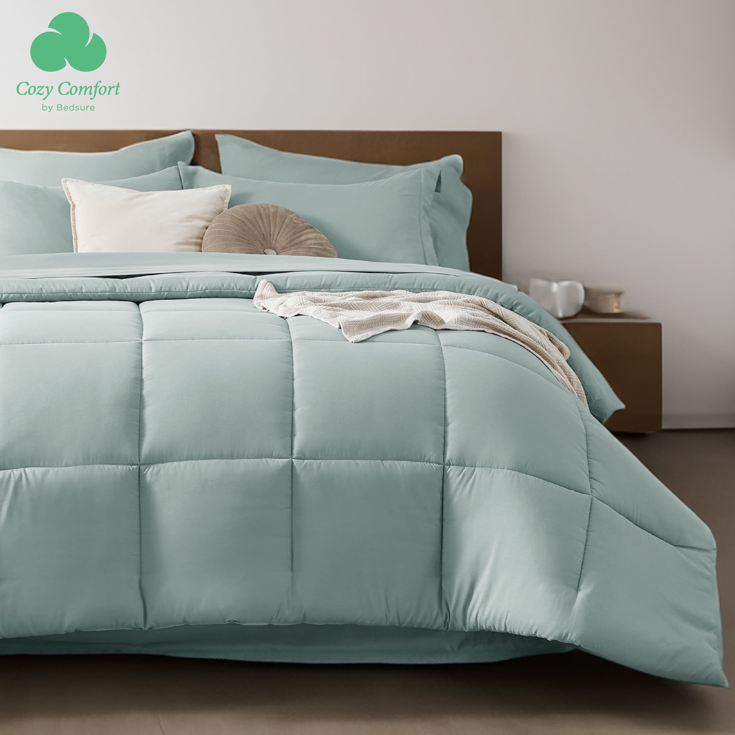 Sage Green Full Microfiber Down Alternative Bed in a Bag Set