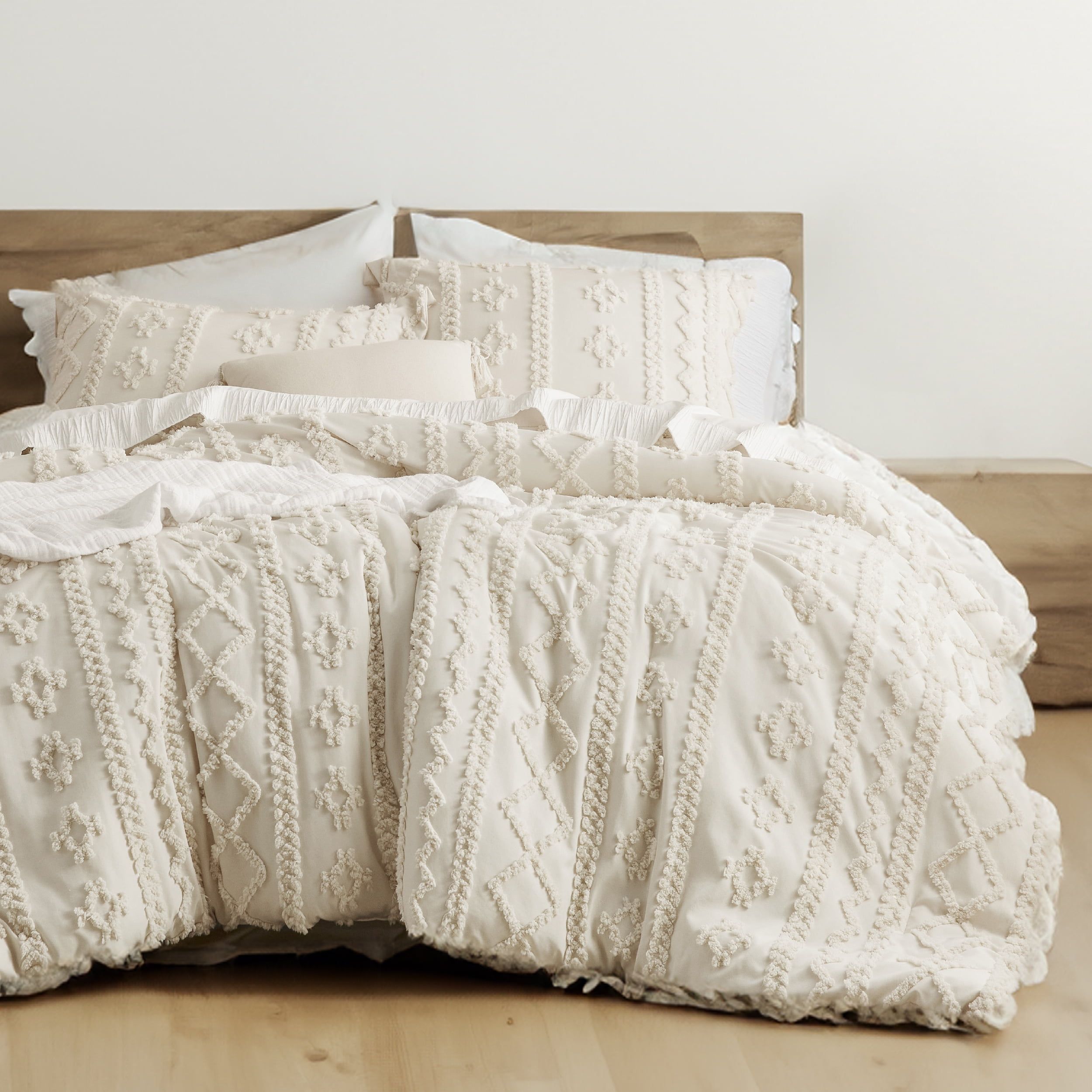 Full White Microfiber Boho Comforter Set