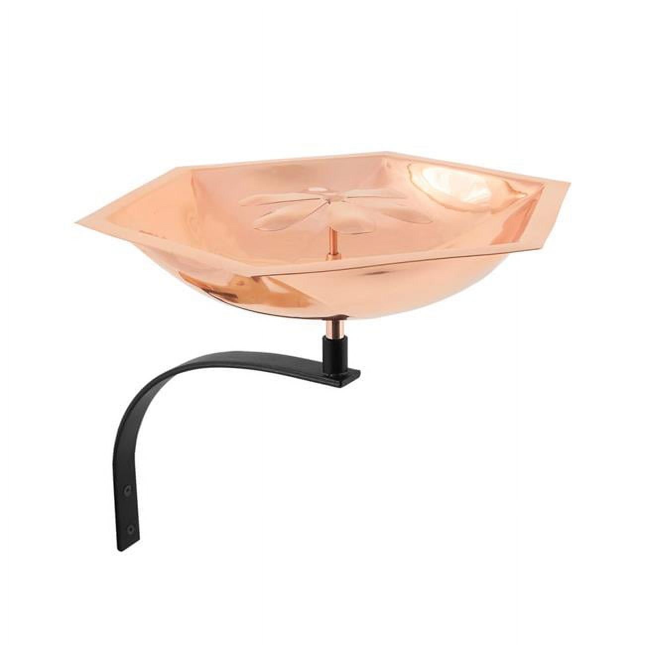 Copper Hexagonal Bee and Bird Fountain with Wall Mount