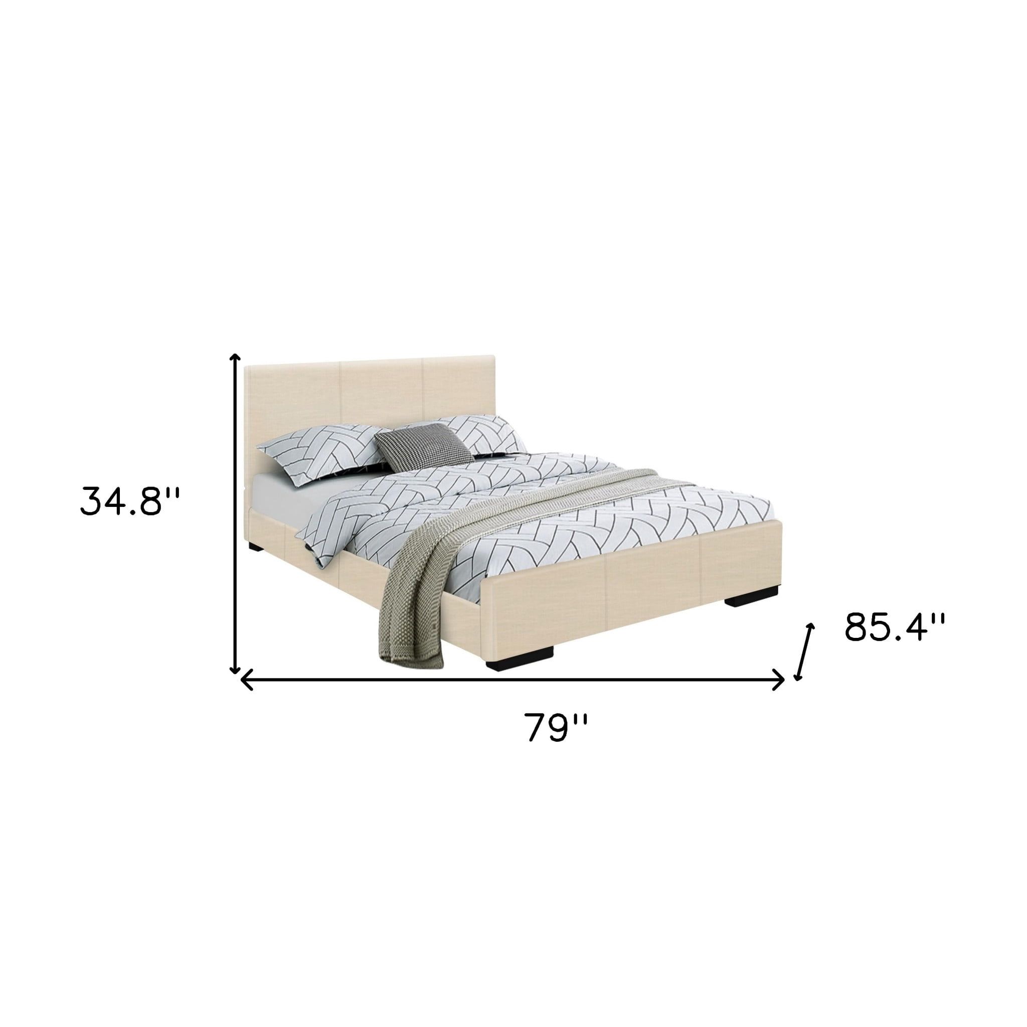 Modern Chic Beige Upholstered Twin Bed with Wood Frame