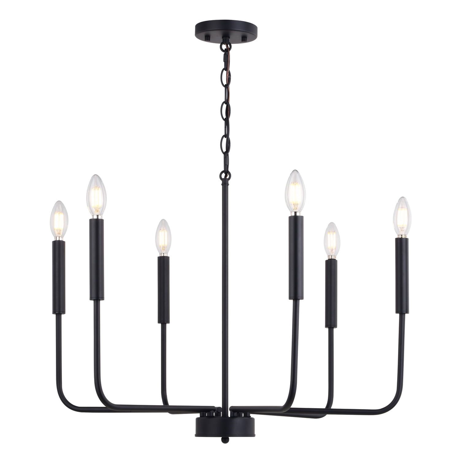 Belden 26" Black Metal 6-Light Candelabra Chandelier