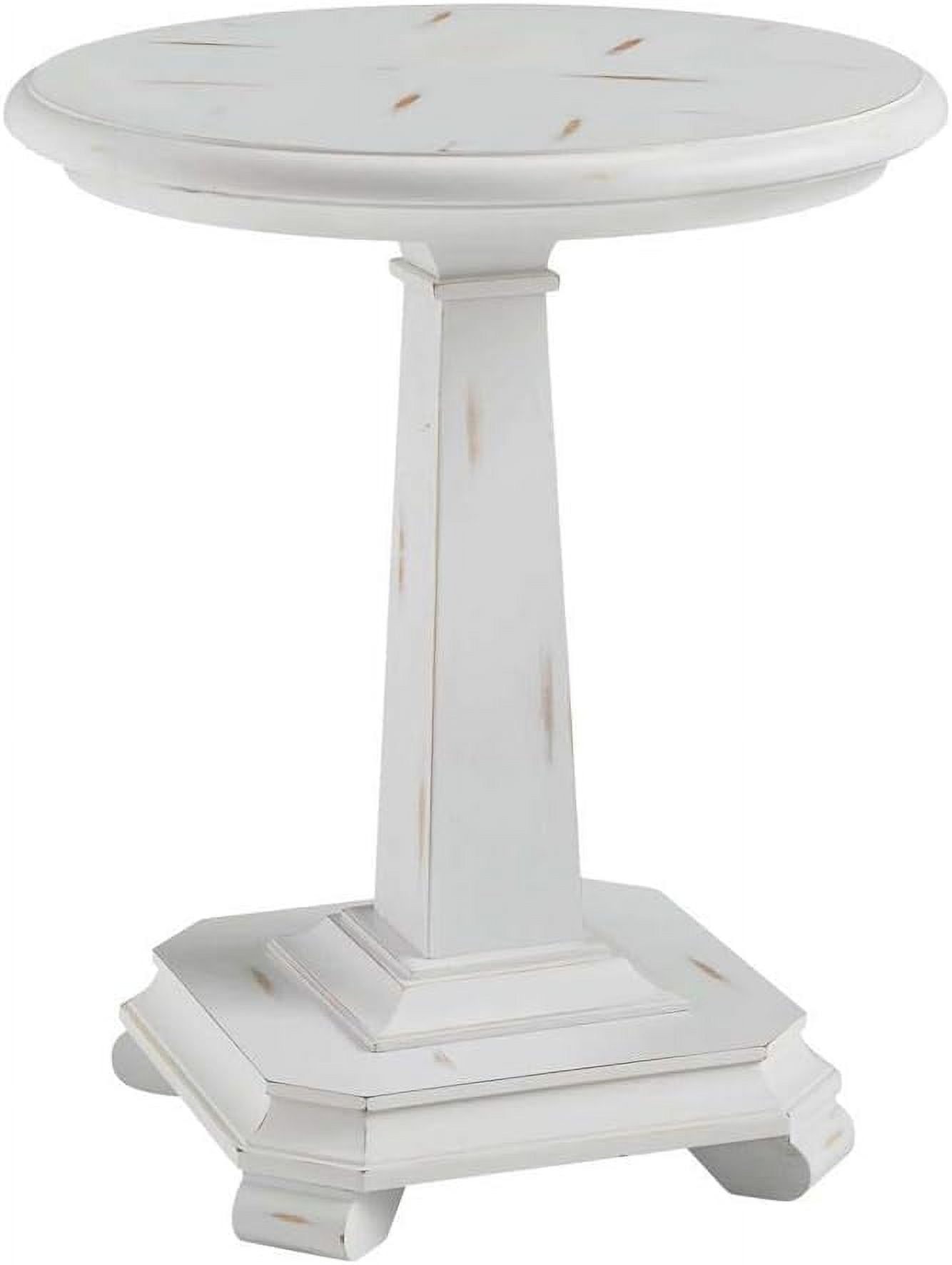 Casual Chalk White 22" Round Wood and Metal End Table with Storage