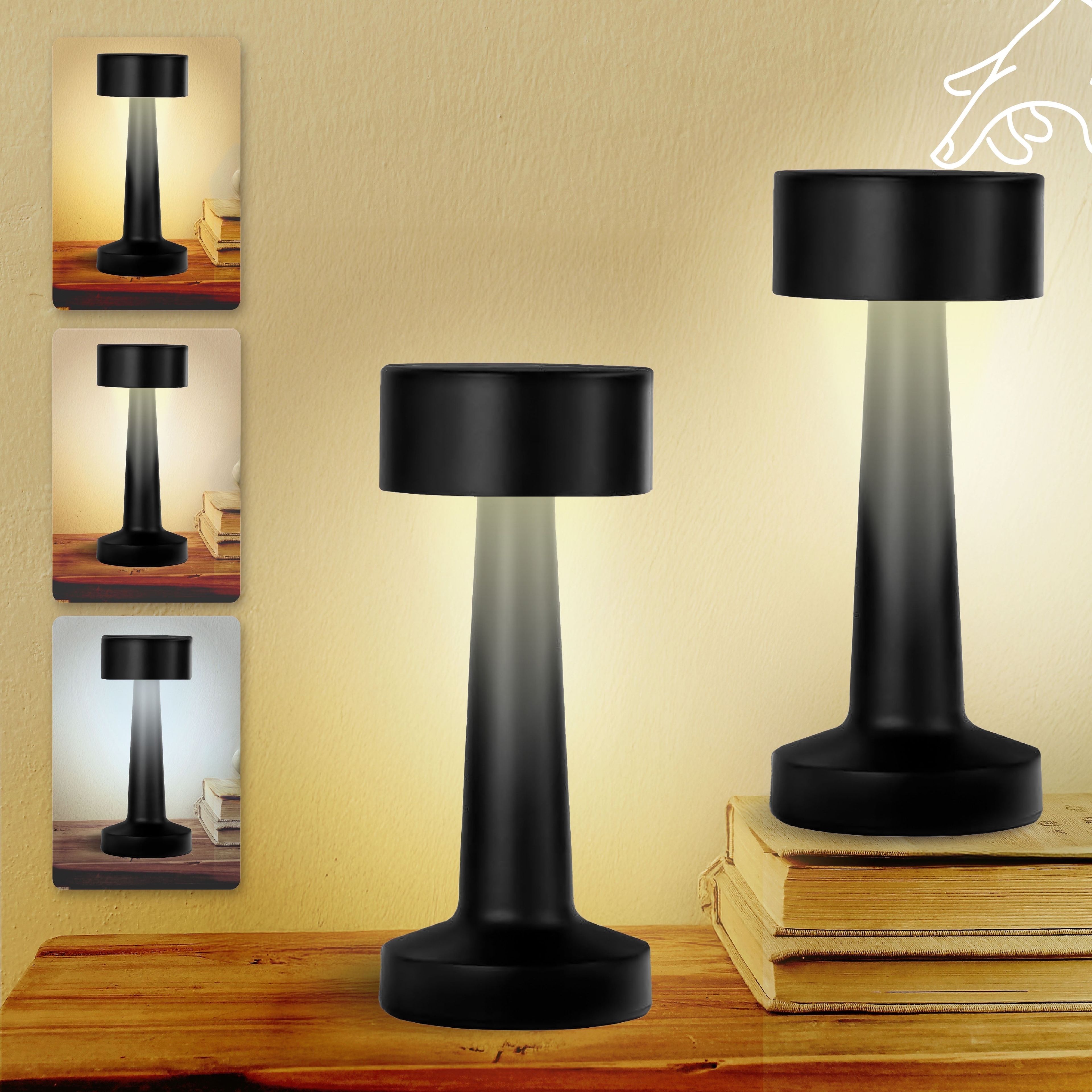Chelsea Midnight Black Cordless Touch LED Table Lamp