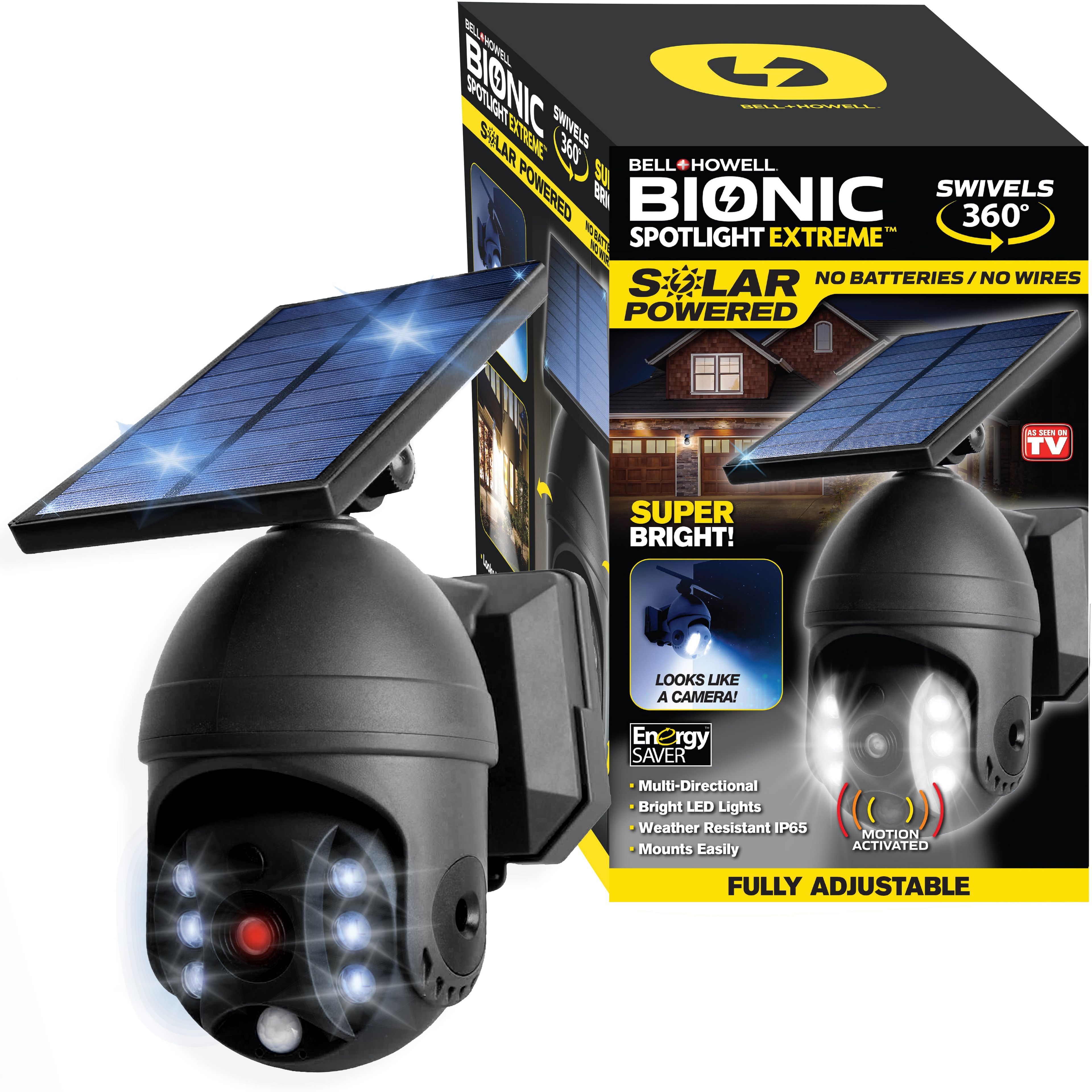 Bell & Howell Black Solar Powered Motion-Sensing LED Security Spotlight