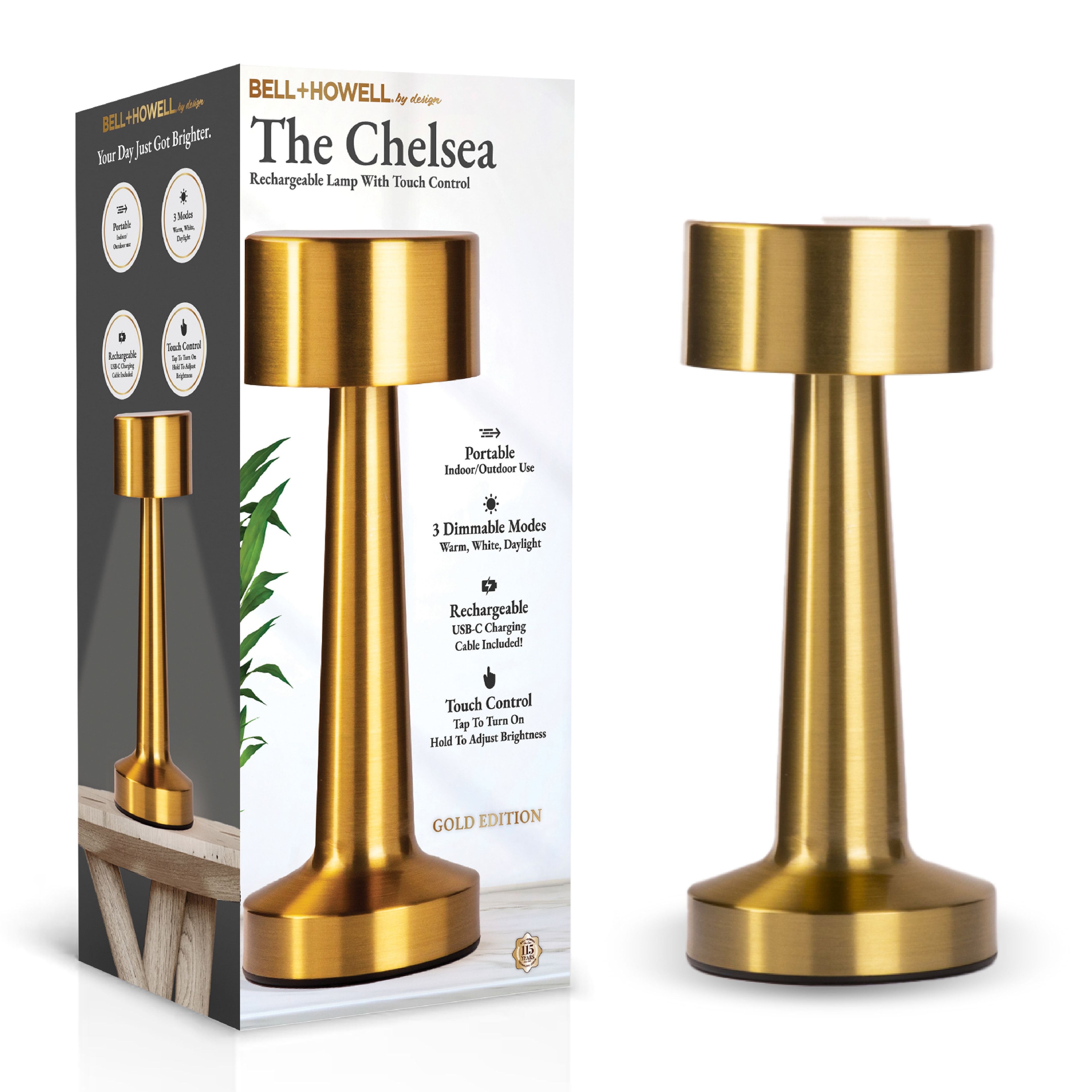 Chelsea Gold Cordless Touch LED Rechargeable Table Lamp