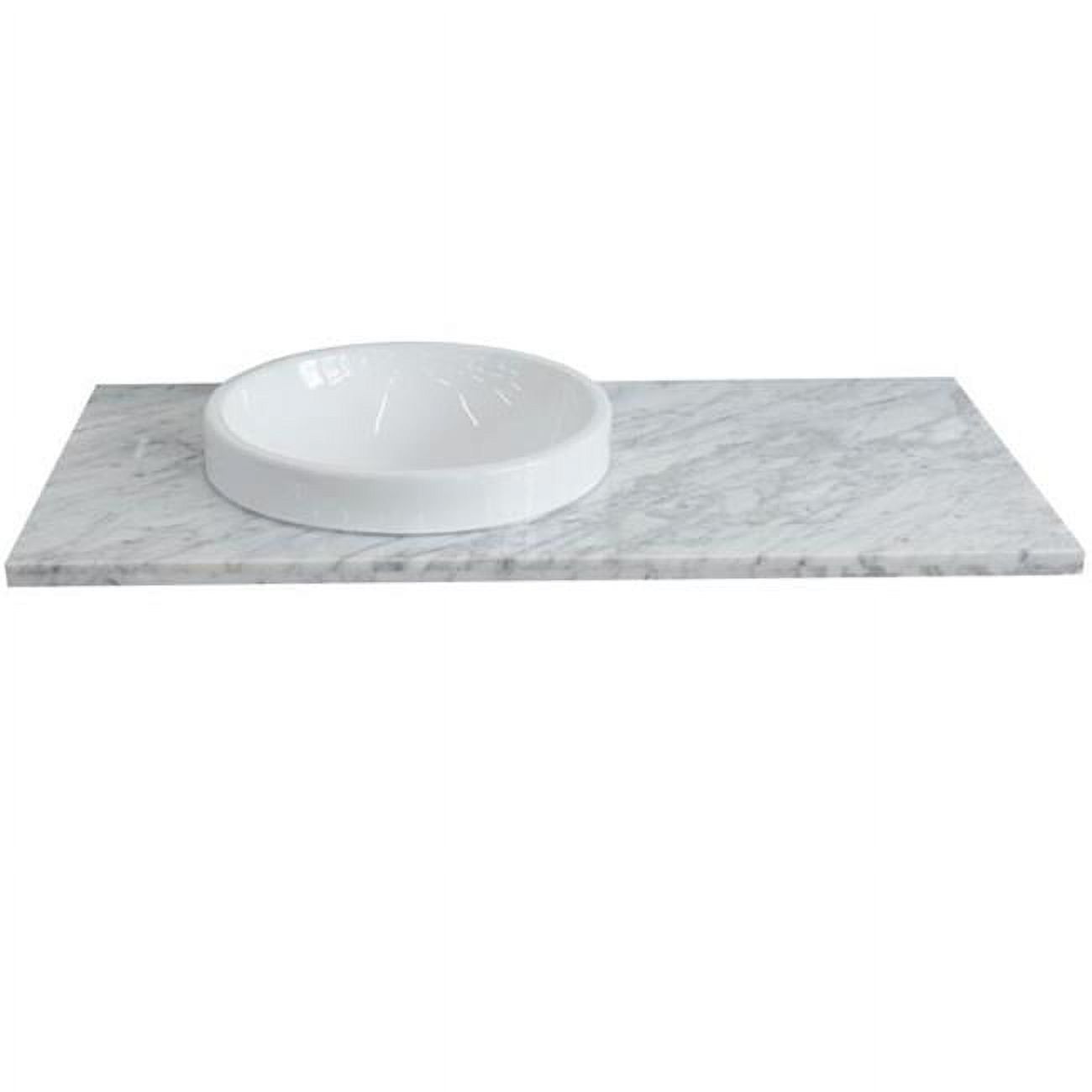 43" White Carrara Marble Countertop with Round Ceramic Sink