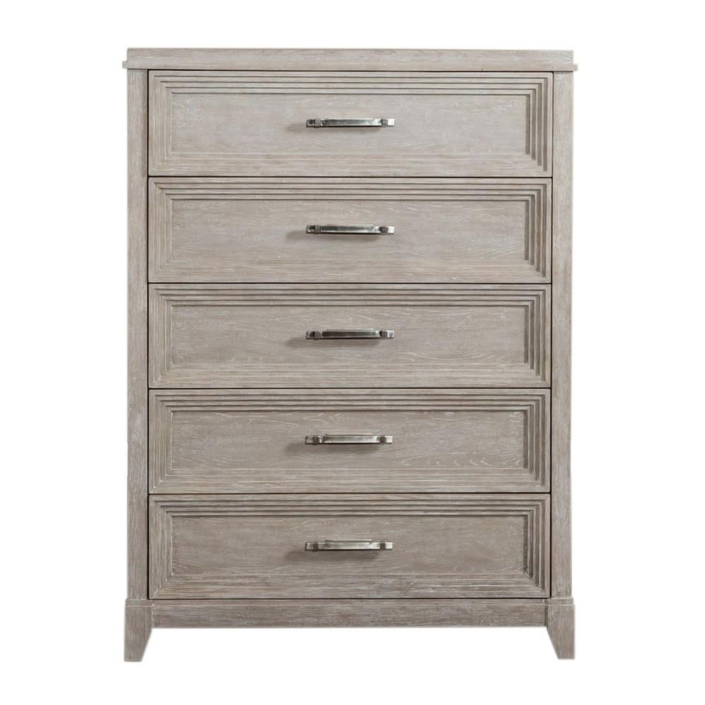 Cream 5-Drawer Chest with Satin Nickel Hardware