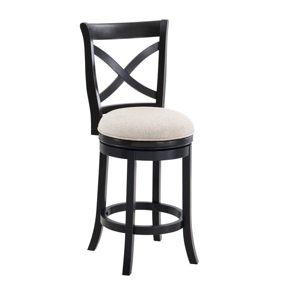 Belmont Transitional Black and Gray Swivel Solid Wood Bar Stool