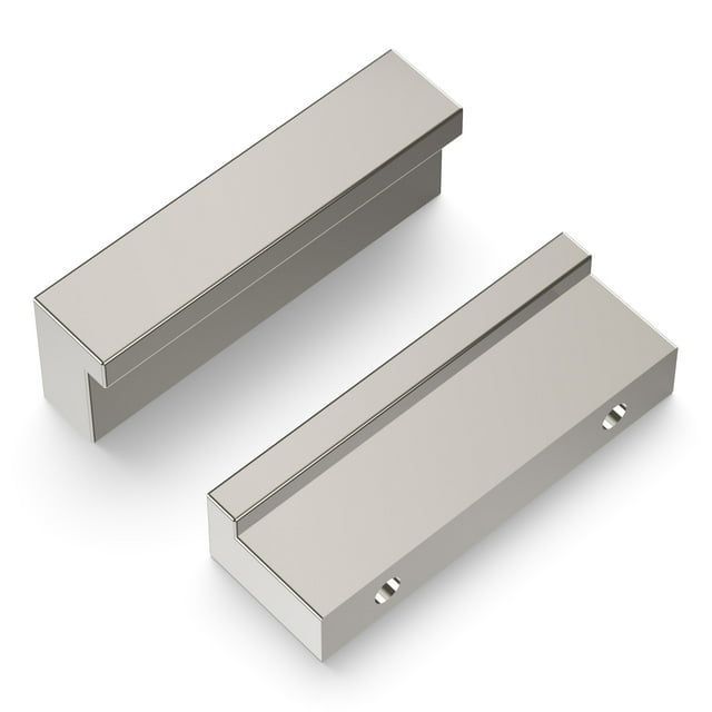 Brushed Nickel Modern Finger Cabinet Pull with Mounting Hardware