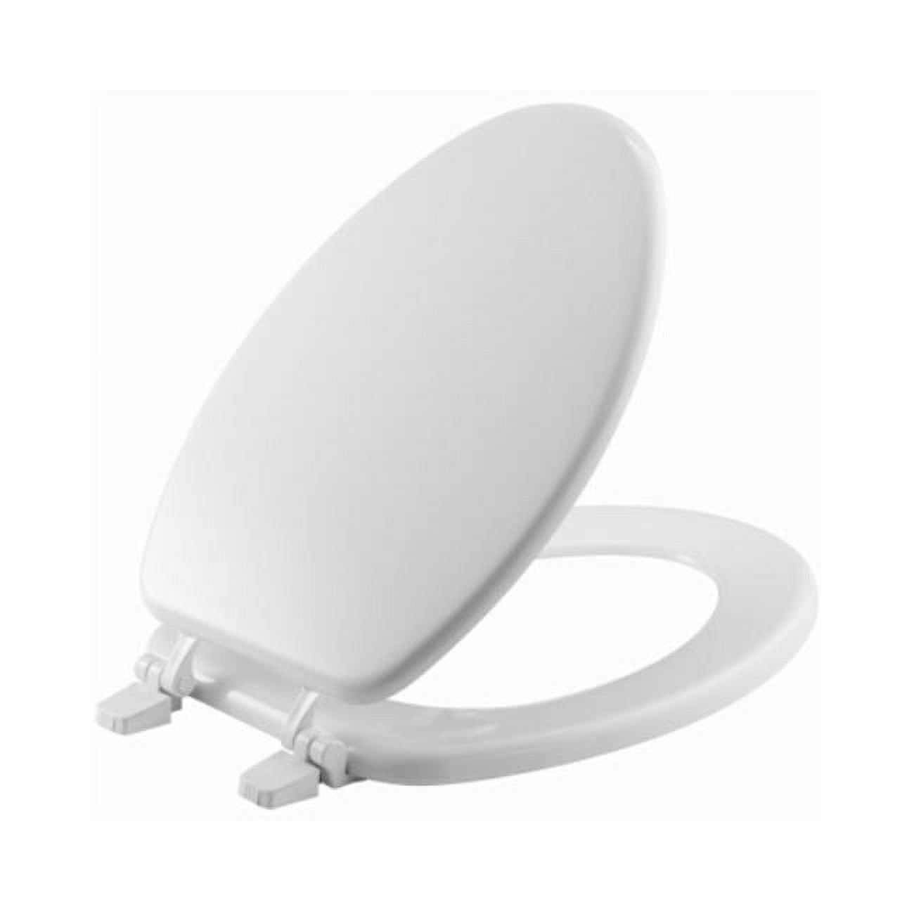 White Elongated Molded Wood Toilet Seat with Slow Close