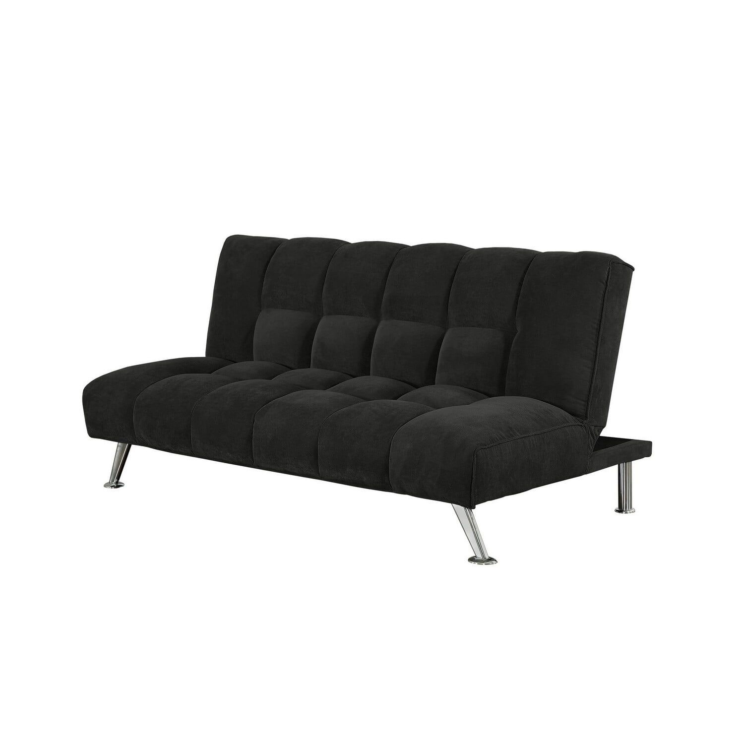 Elegant 75'' Tufted Black Fabric Reclining Sleeper Sofa