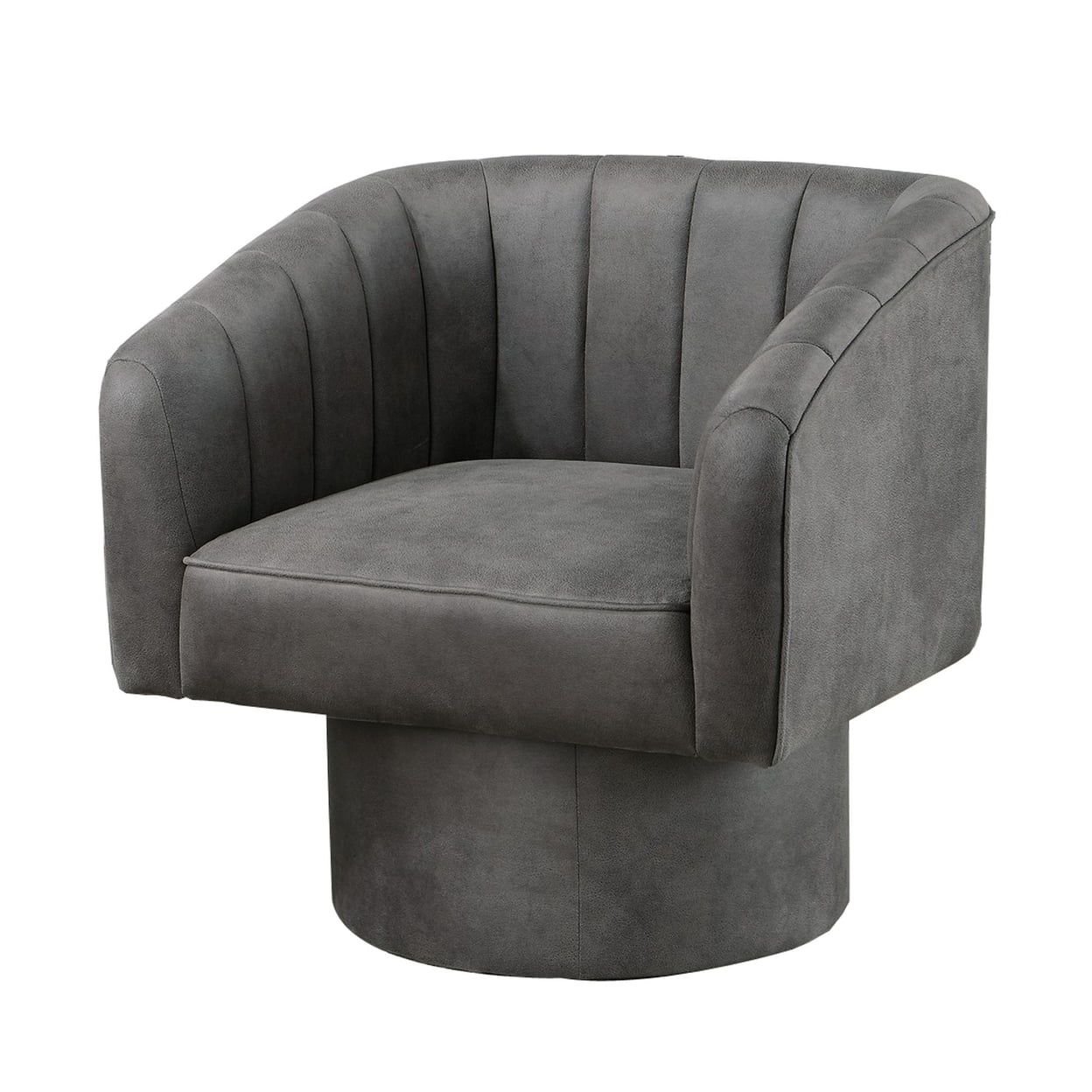 Grayson 30" Swivel Accent Chair in Dark Gray Faux Leather