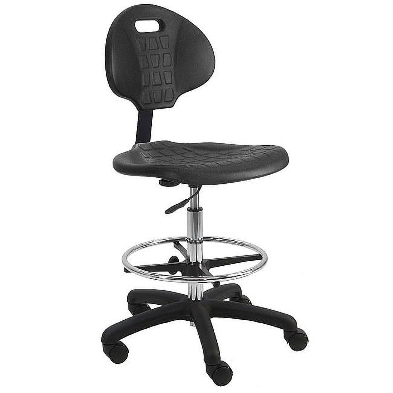 Black Adjustable Height Polyurethane Lab Stool with Footring