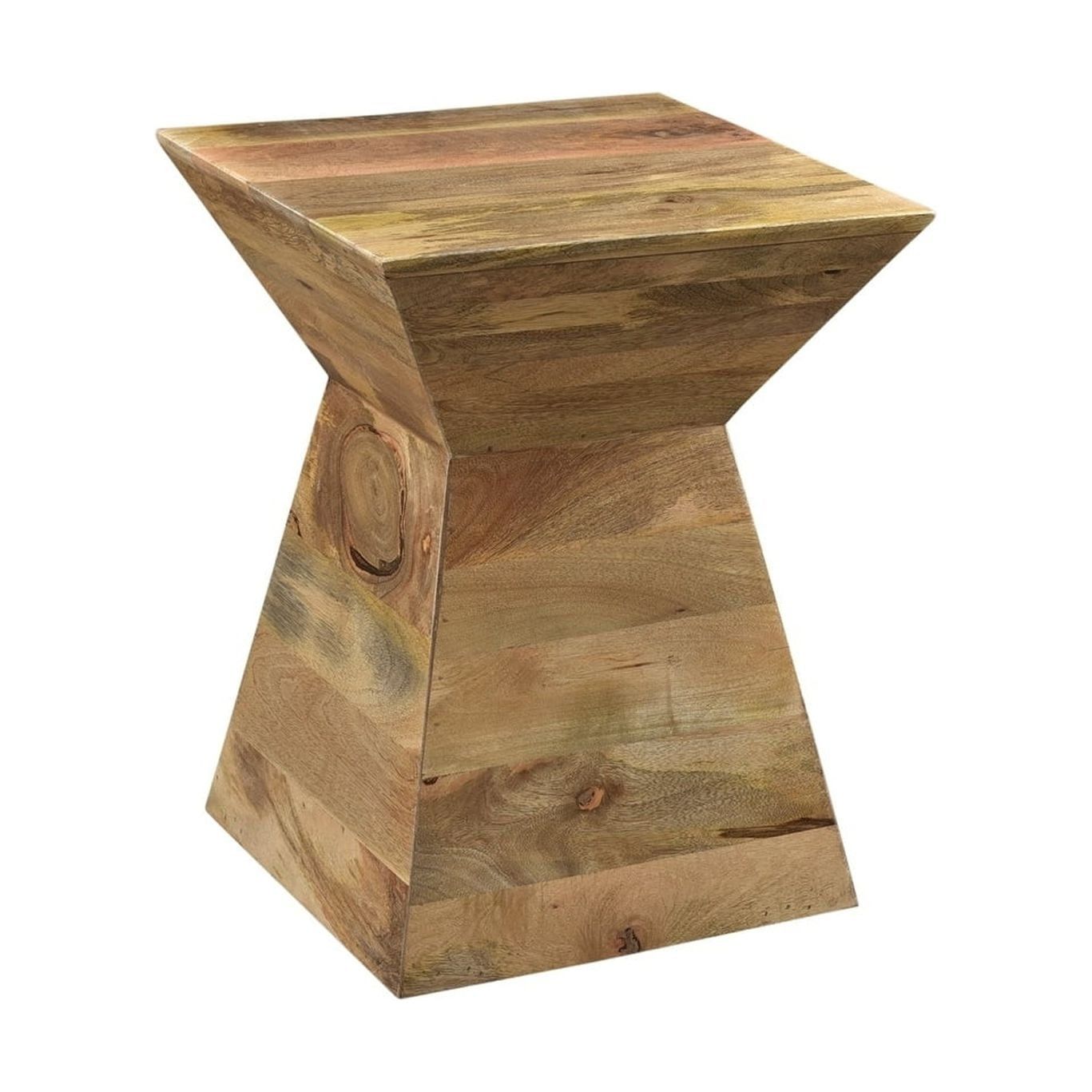 Artisan Crafted Light Mango Wood Square Accent Table 17"