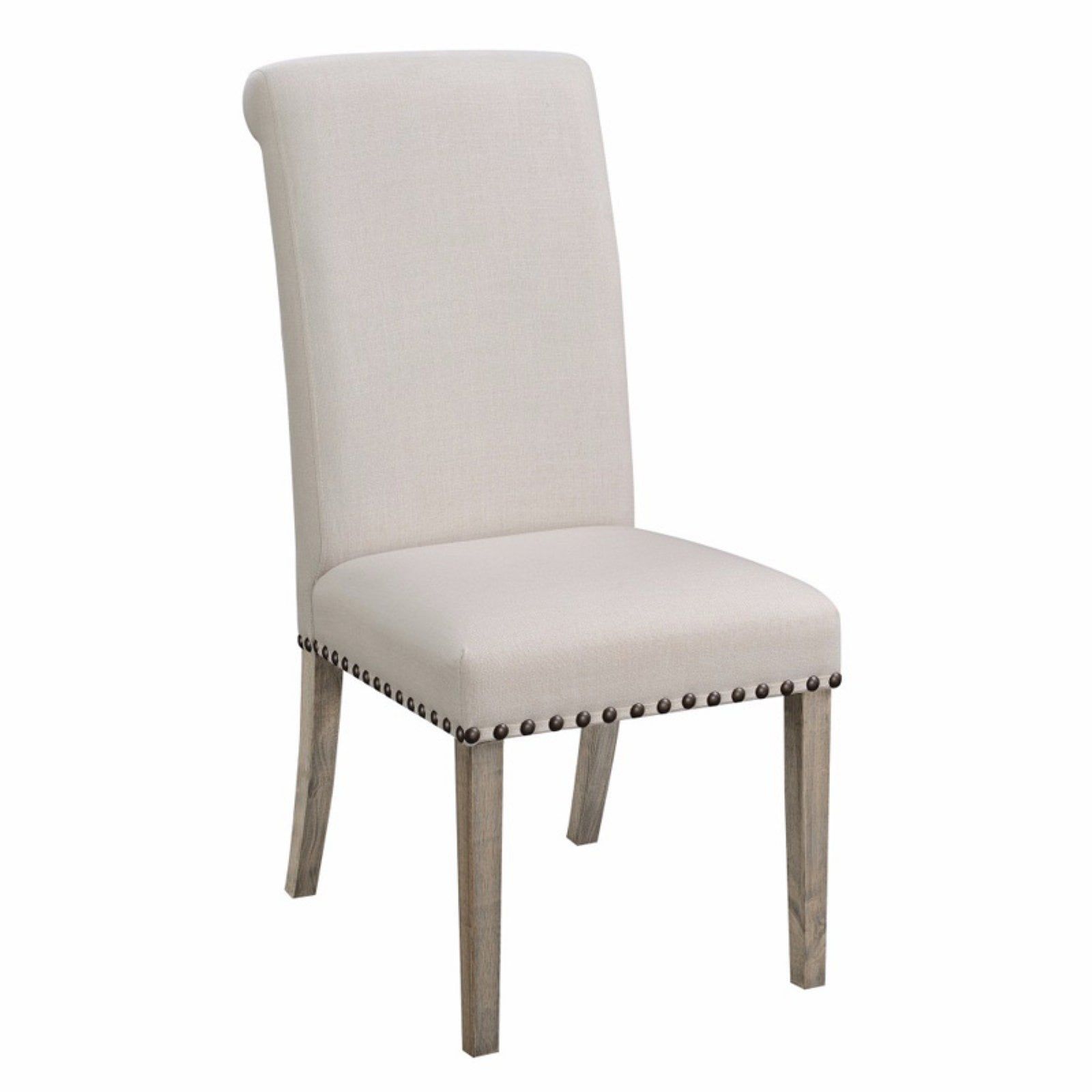 Elegant Parsons High-Back Side Chair in White, Wood Upholstered