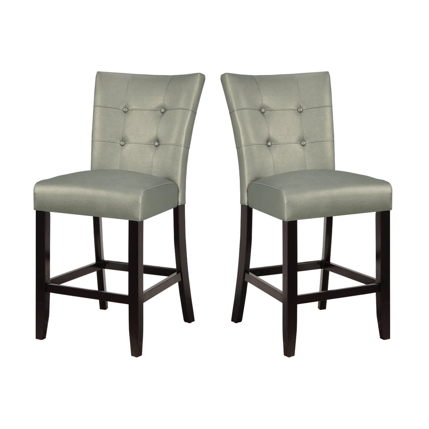 Elegant Gray Faux Leather Upholstered High Chair Set of 2