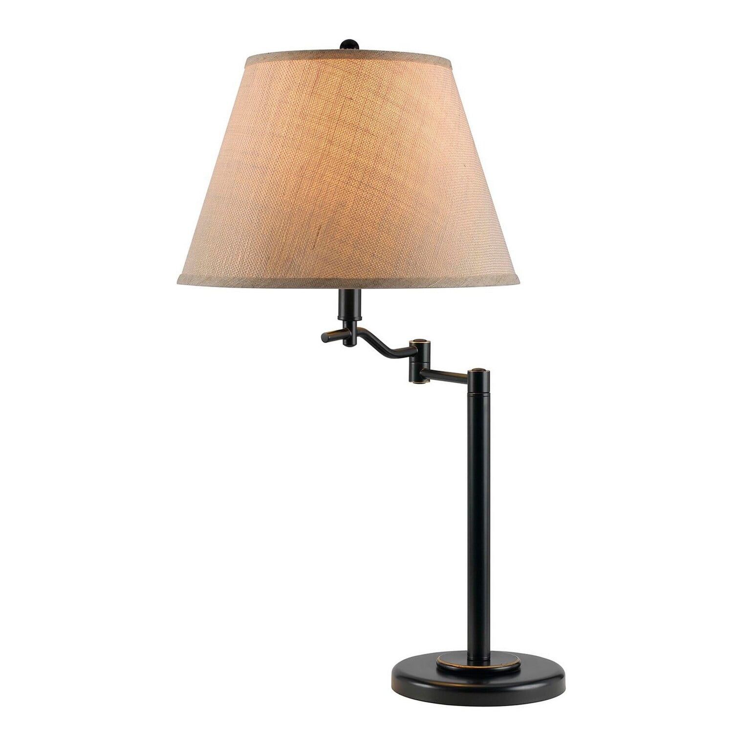 Black Adjustable Metal Table Lamp with Fabric Shade