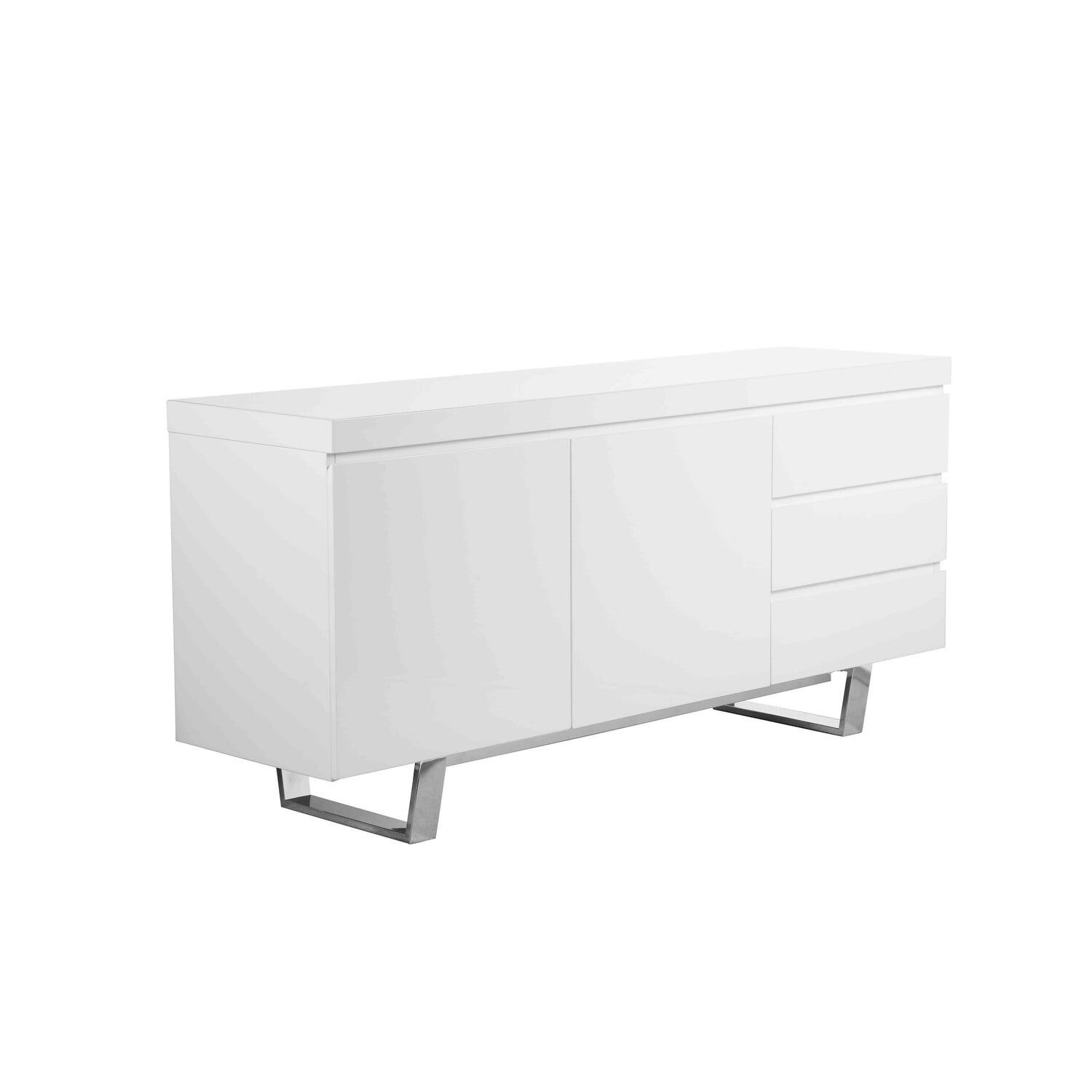 Taho White and Chrome Wood 63 in. Sideboard Cabinet