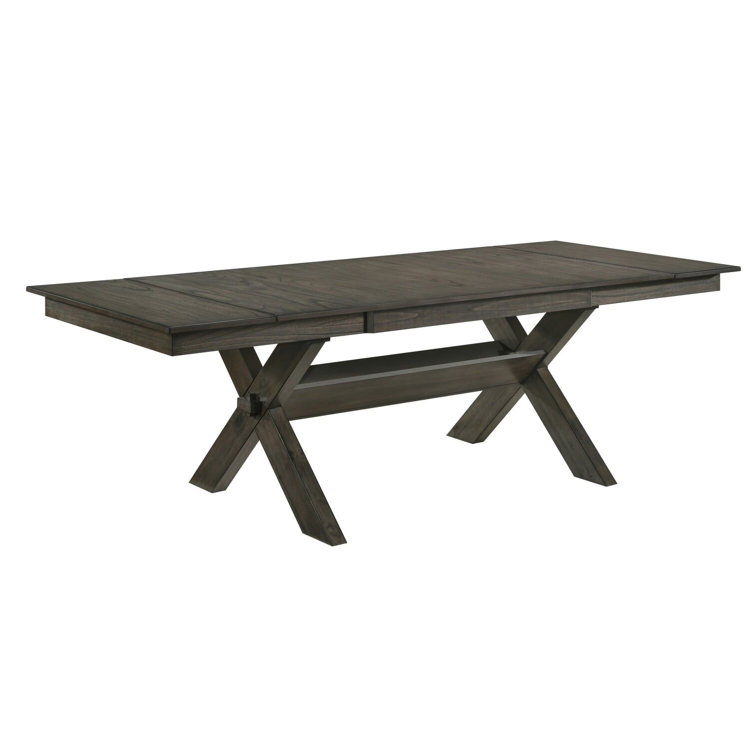 Rustic Brown Extendable Wood Dining Table with Crossed Trestle Base