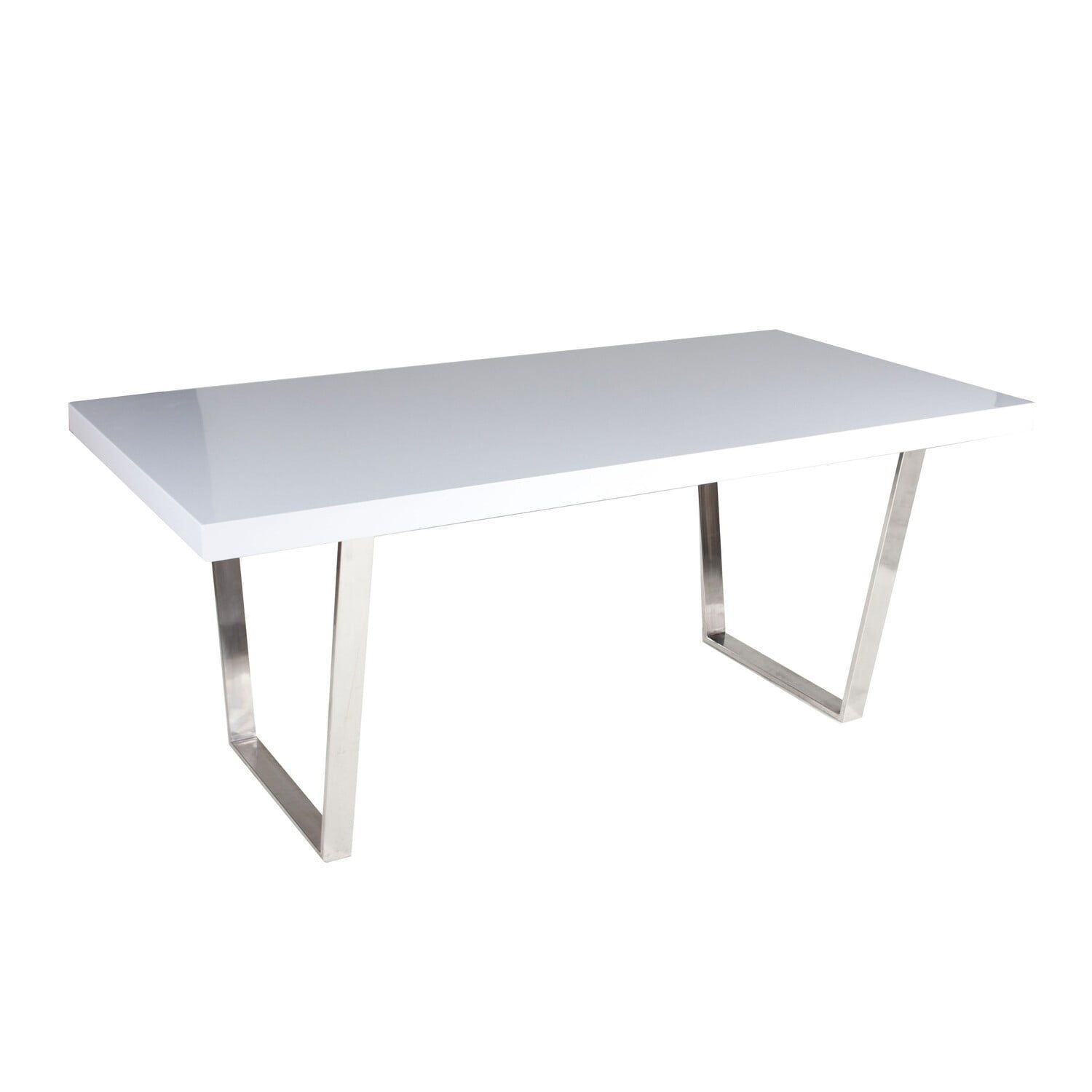 71" White Lacquer and Chrome Rectangular Dining Table