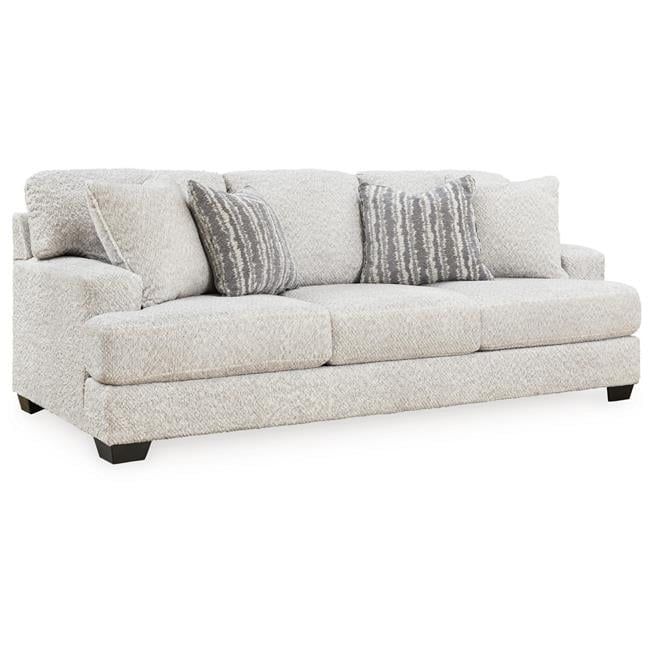 Emma 95'' Light Gray Polyester Sofa with Accent Pillows