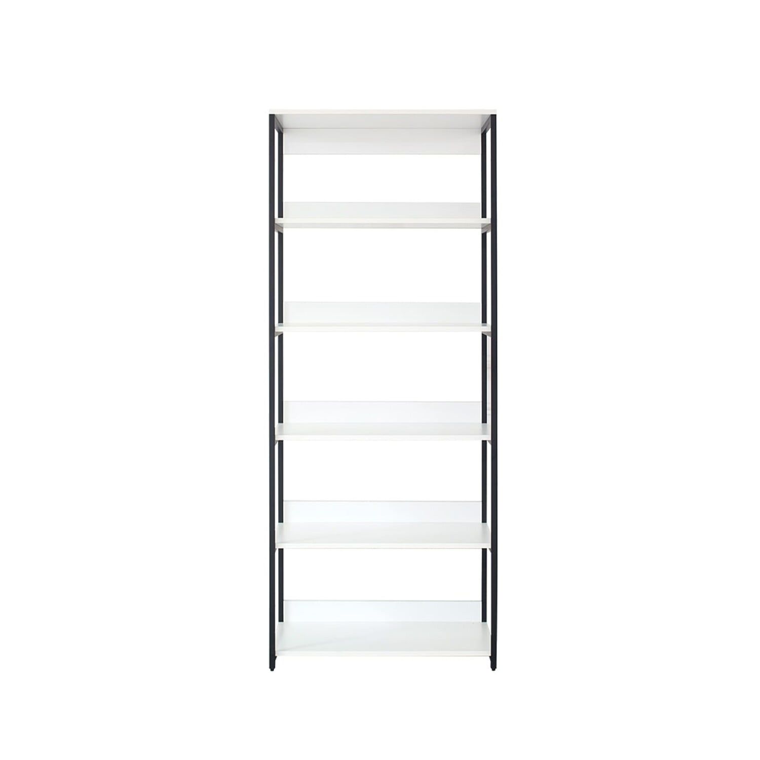 Cox Tall Black Metal Frame Modular Closet with 5 White Shelves