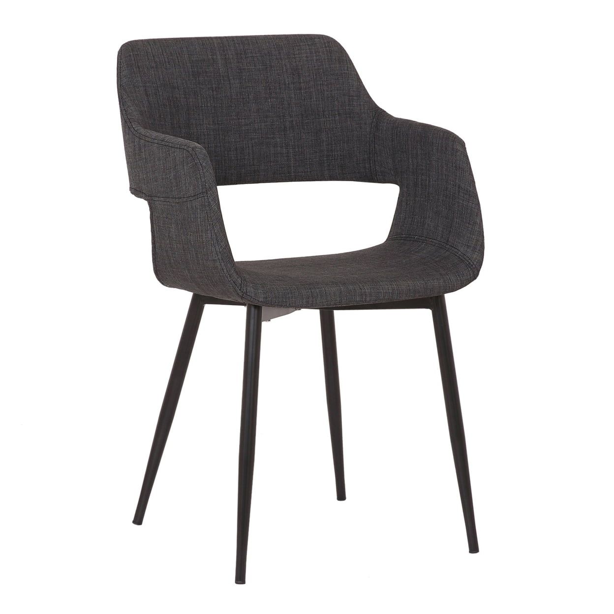 Gray Fabric Upholstered Accent Chair with Open Lower Back