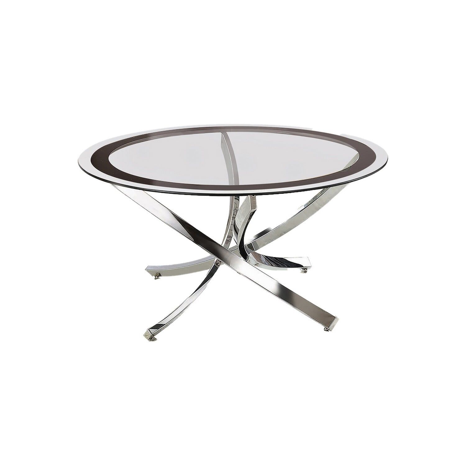 Round Glass and Wood Coffee Table with Storage, 36"