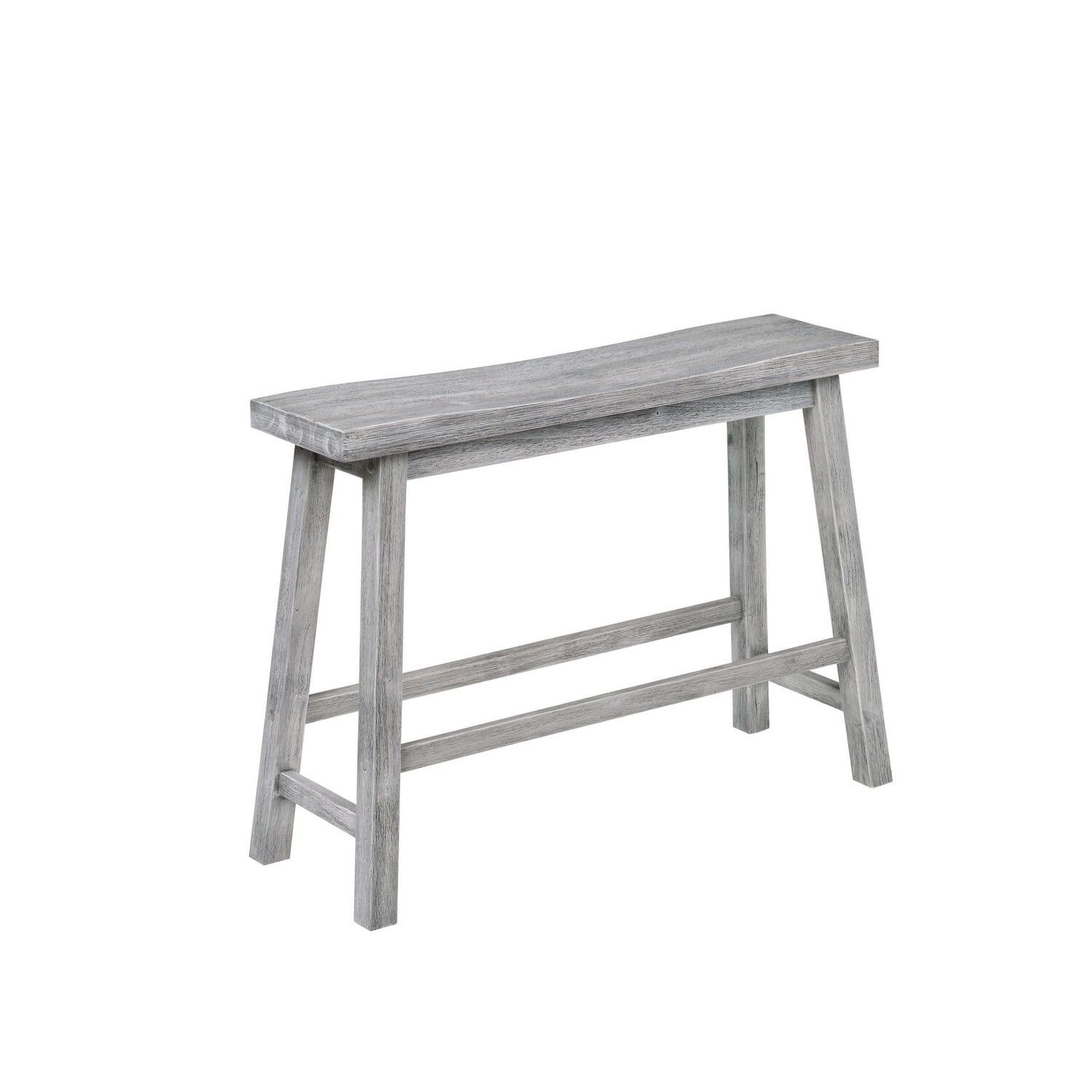 Gray Rubberwood Saddle Design Bench with Grain Details