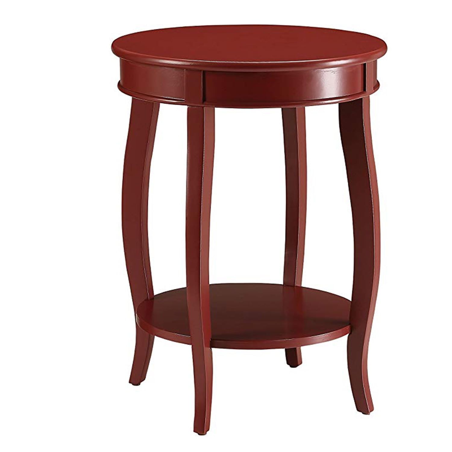 Elegant Stylized Leg Round Wood Side Table in Red