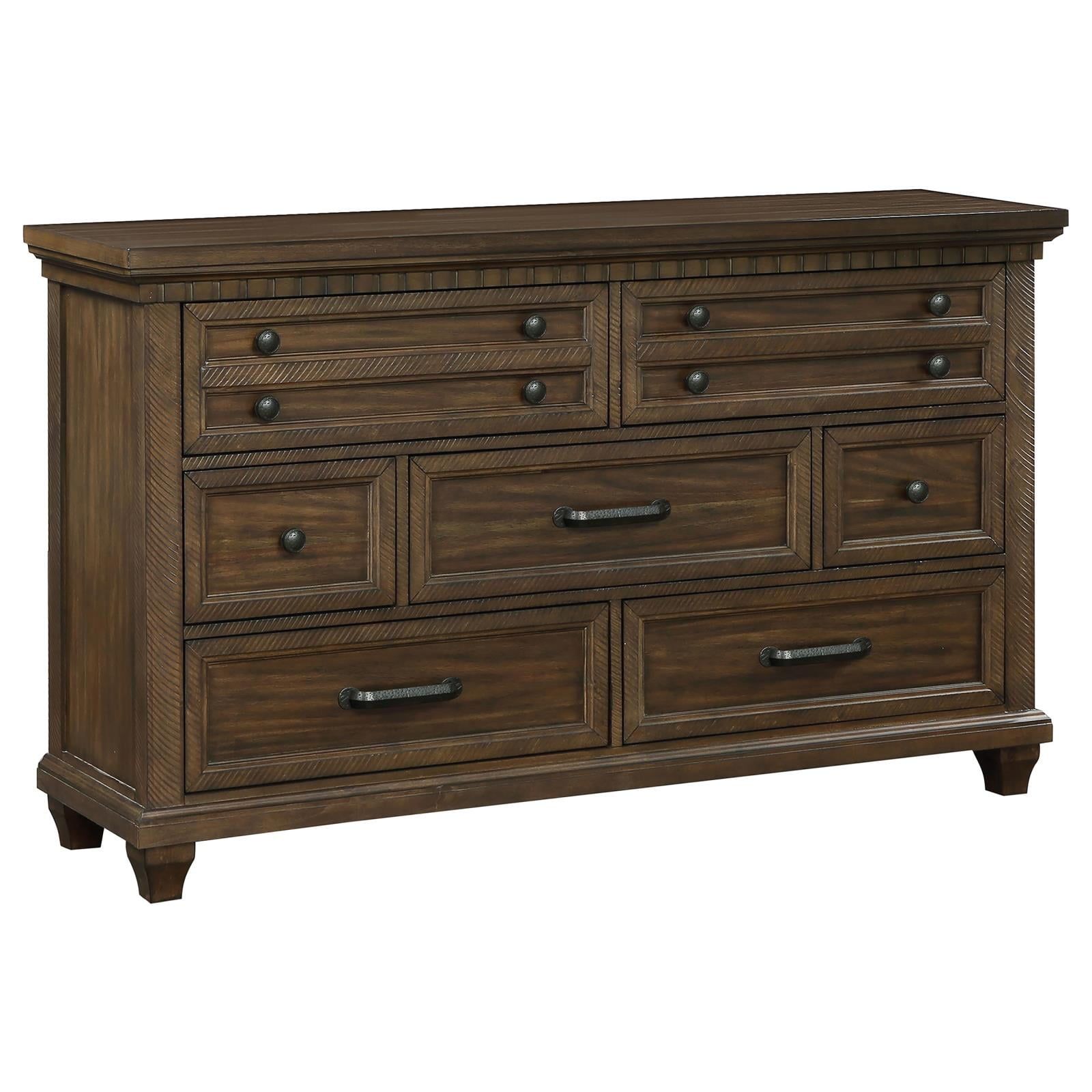 Bennington Farmhouse Traditional Brown Acacia 7-Drawer Dresser