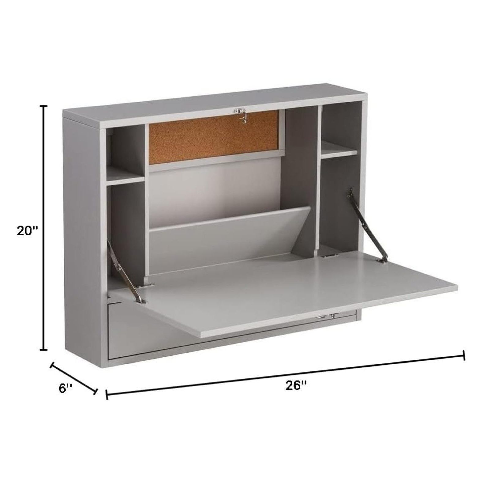 Gray Wall Mounted Foldable Writing Desk with Drawer