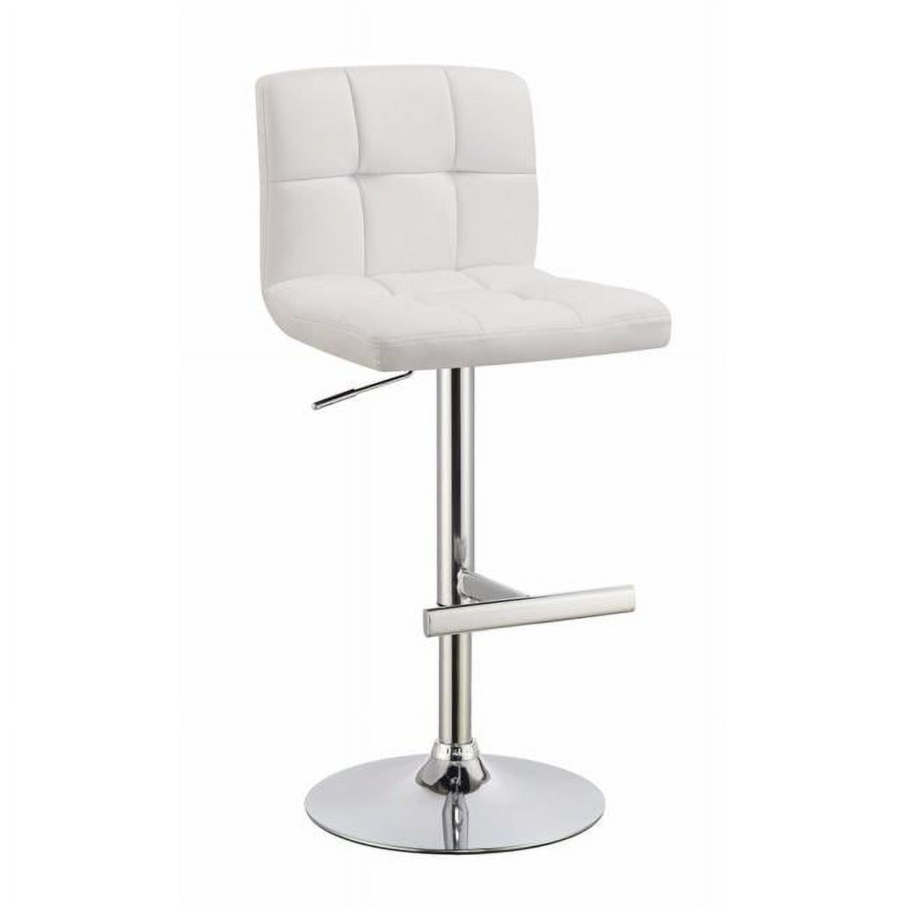 Contemporary Chrome Adjustable Swivel Bar Stool with White Faux-Leather