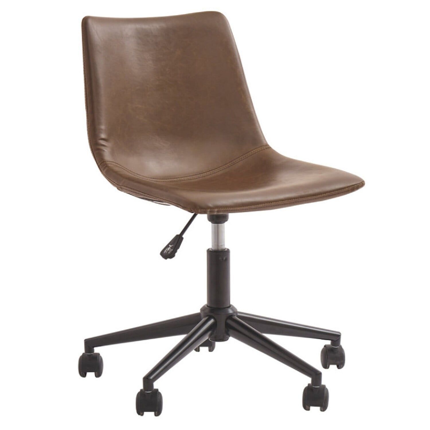 ErgoComfort 34'' Brown Faux Leather Metal Swivel Office Chair