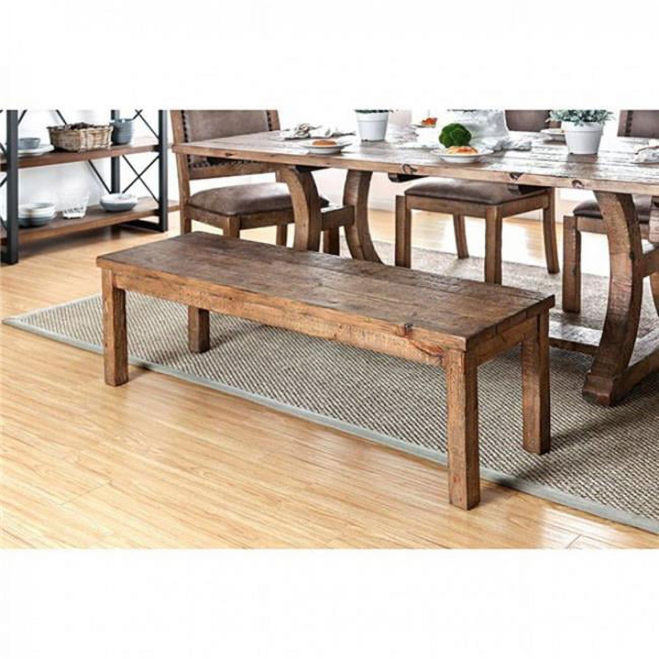 Rustic Brown Solid Wood Dining Bench