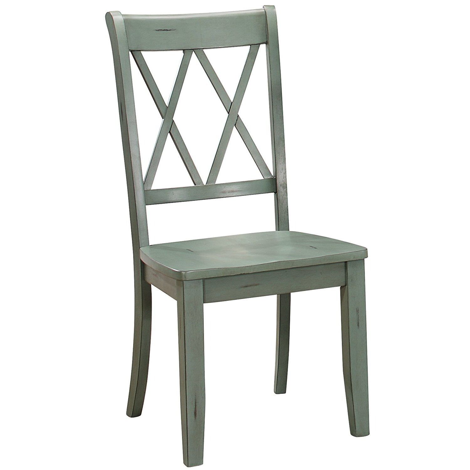 Teal Blue Pine Cross Back Side Chair