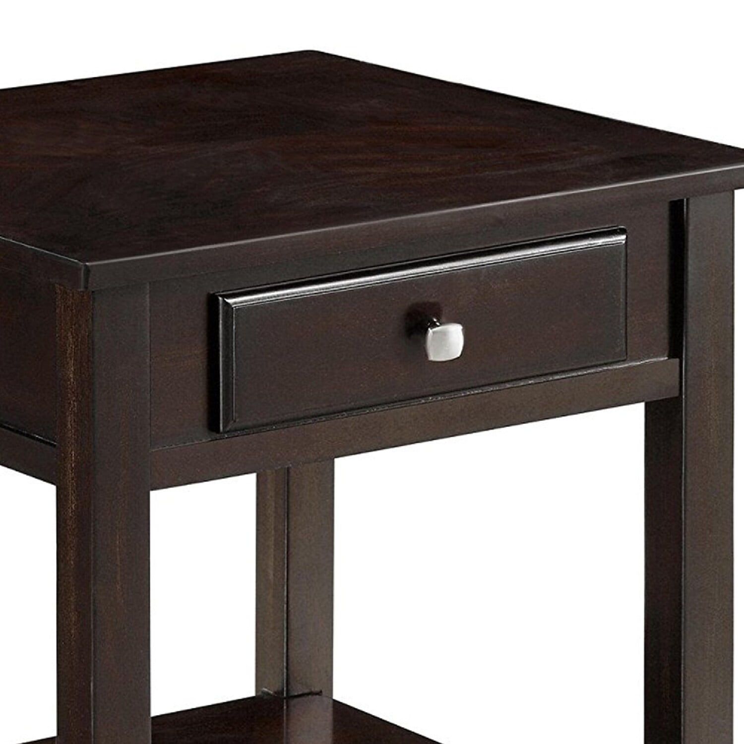 Walnut Brown 22" Wood and Metal End Table with Storage